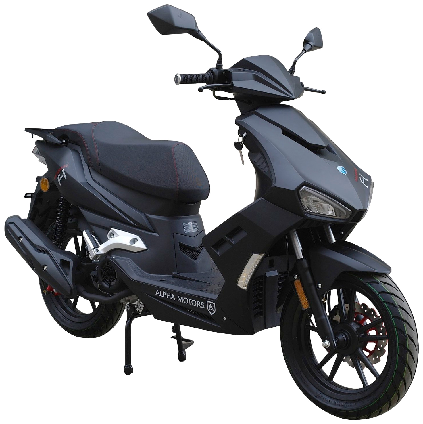 ALPHA MOTORS Motorroller "Mustang FI", 85 km/h, schwarz, Motorroller, mit USB-Anschluss und Lenkerschloss, sportliches Design