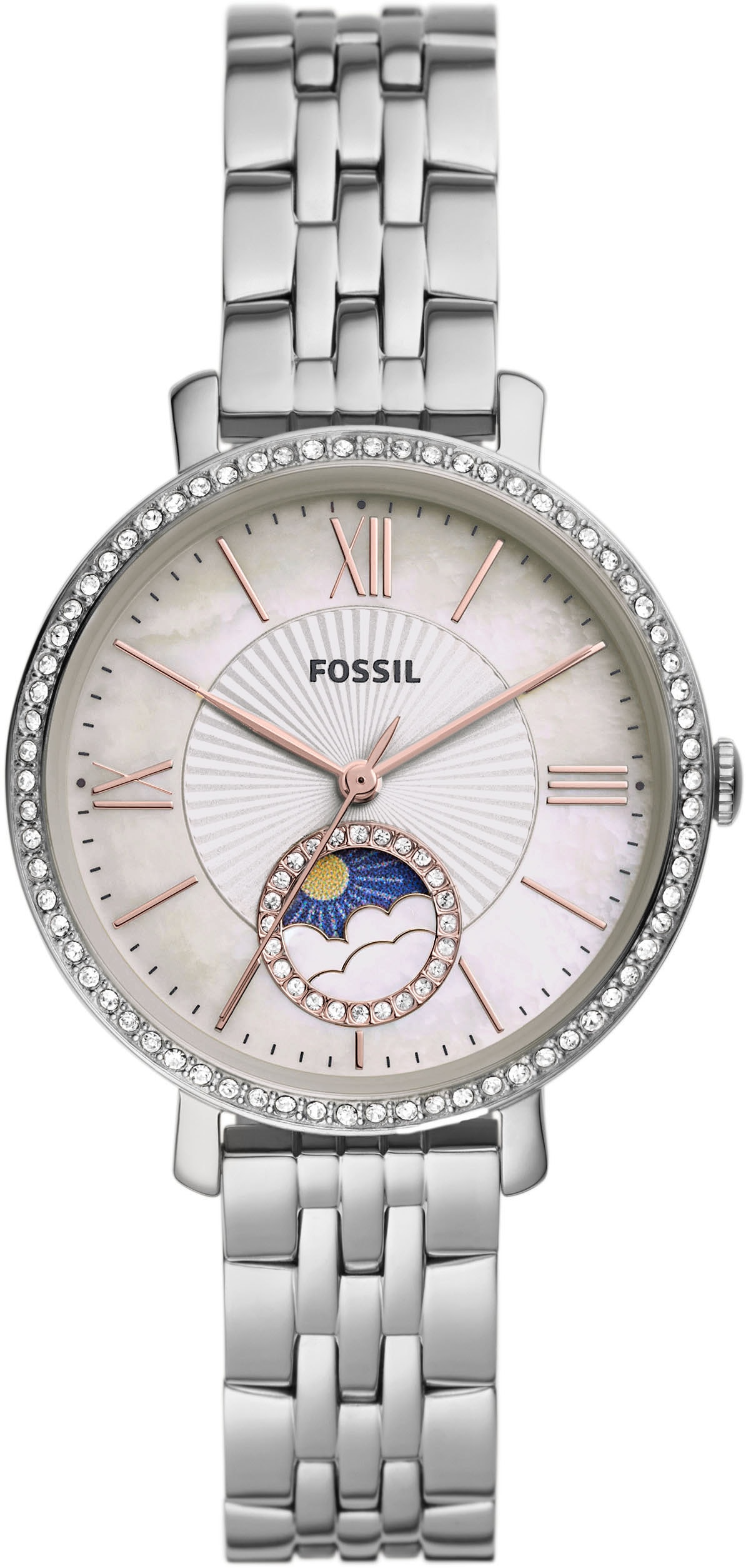 Fossil Quarzuhr »JACQUELINE, ES5164«, Armbanduhr, Damenuhr, Mondphase