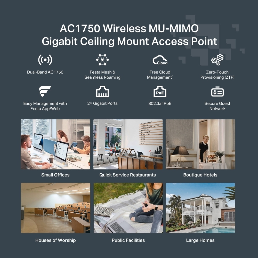 TP-Link Access Point »Festa F54 AC1750 MU-MIMO GIG Deckenmontage WiFi 5«