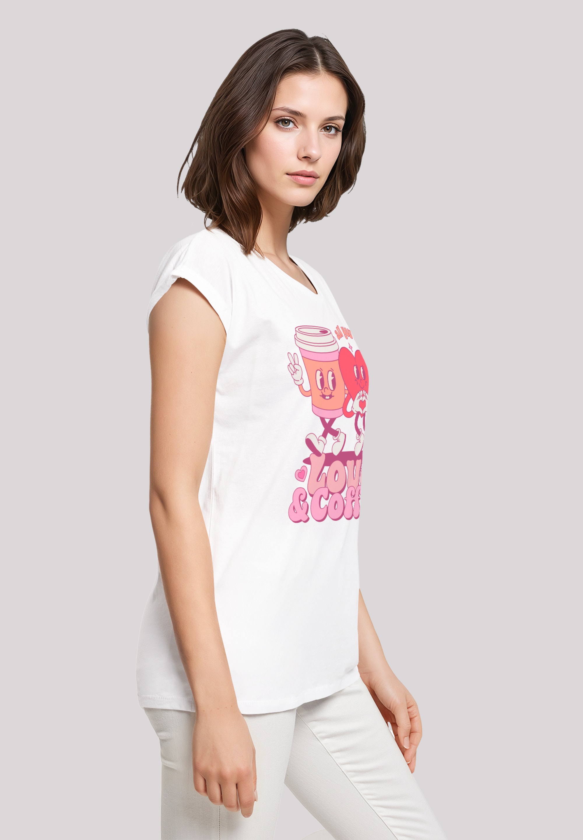 F4NT4STIC T-Shirt »Love and Coffe Valentinstag«, Premium Qualität