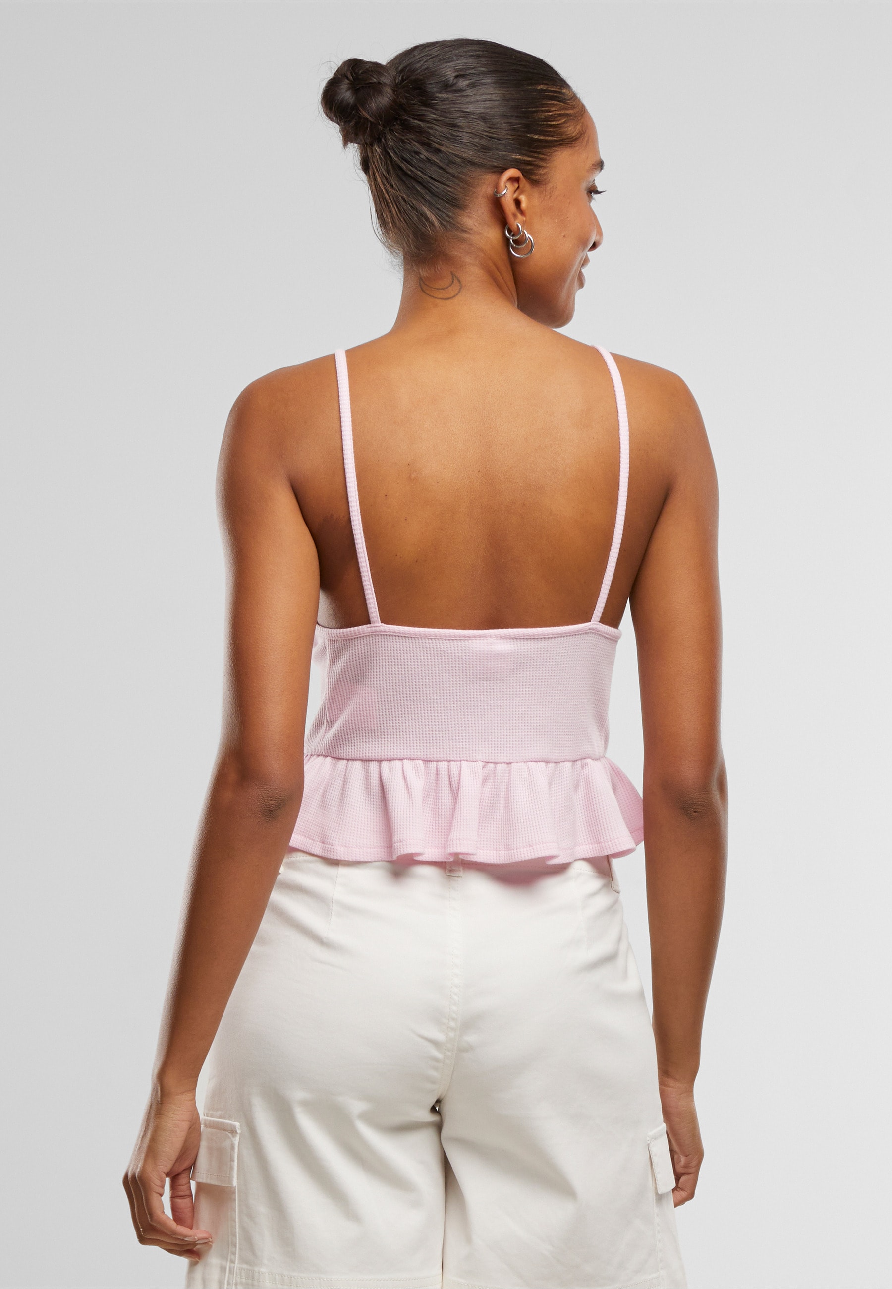 URBAN CLASSICS Tanktop »Urban Classics Damen Ladies Waffle Pique Ruffle Top«