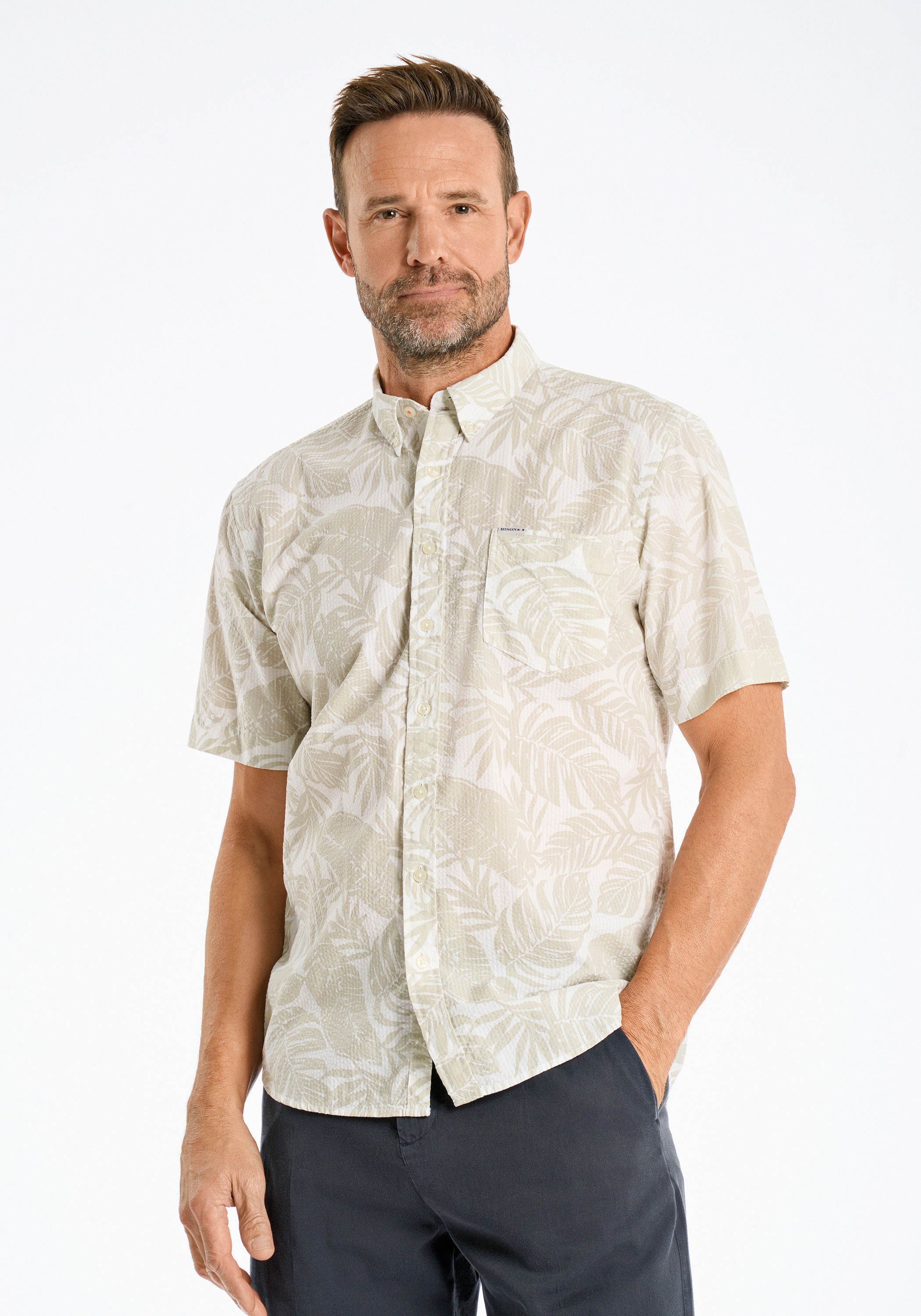 BISON Kurzarmhemd "Freizeithemd (Kurzarm) Regular Fit"