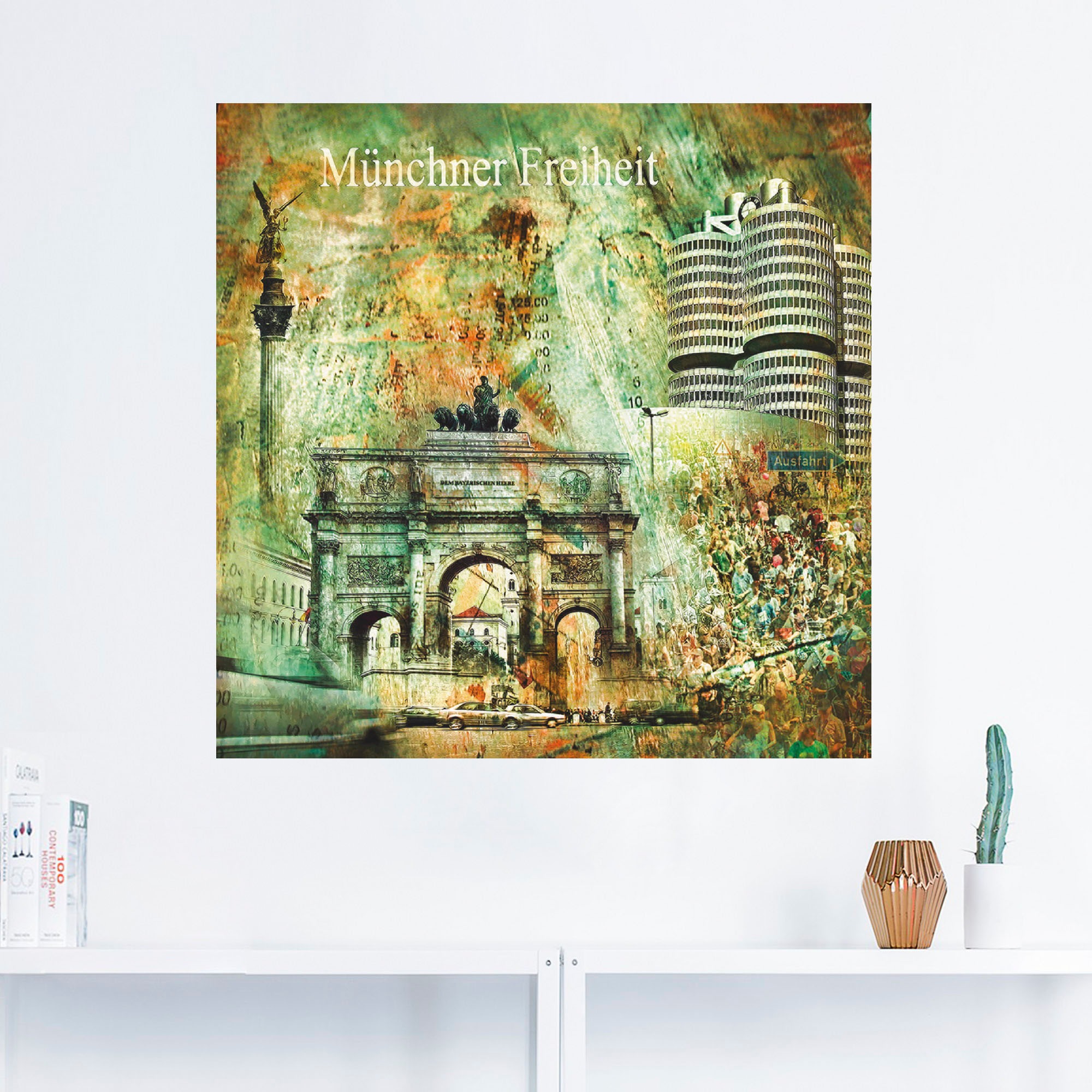 Artland Wandbild »München Skyline Abstrakte Collage 03«, Architektonische Elemente, (1 St.), als Leinwandbild, Poster in verschied. Größen