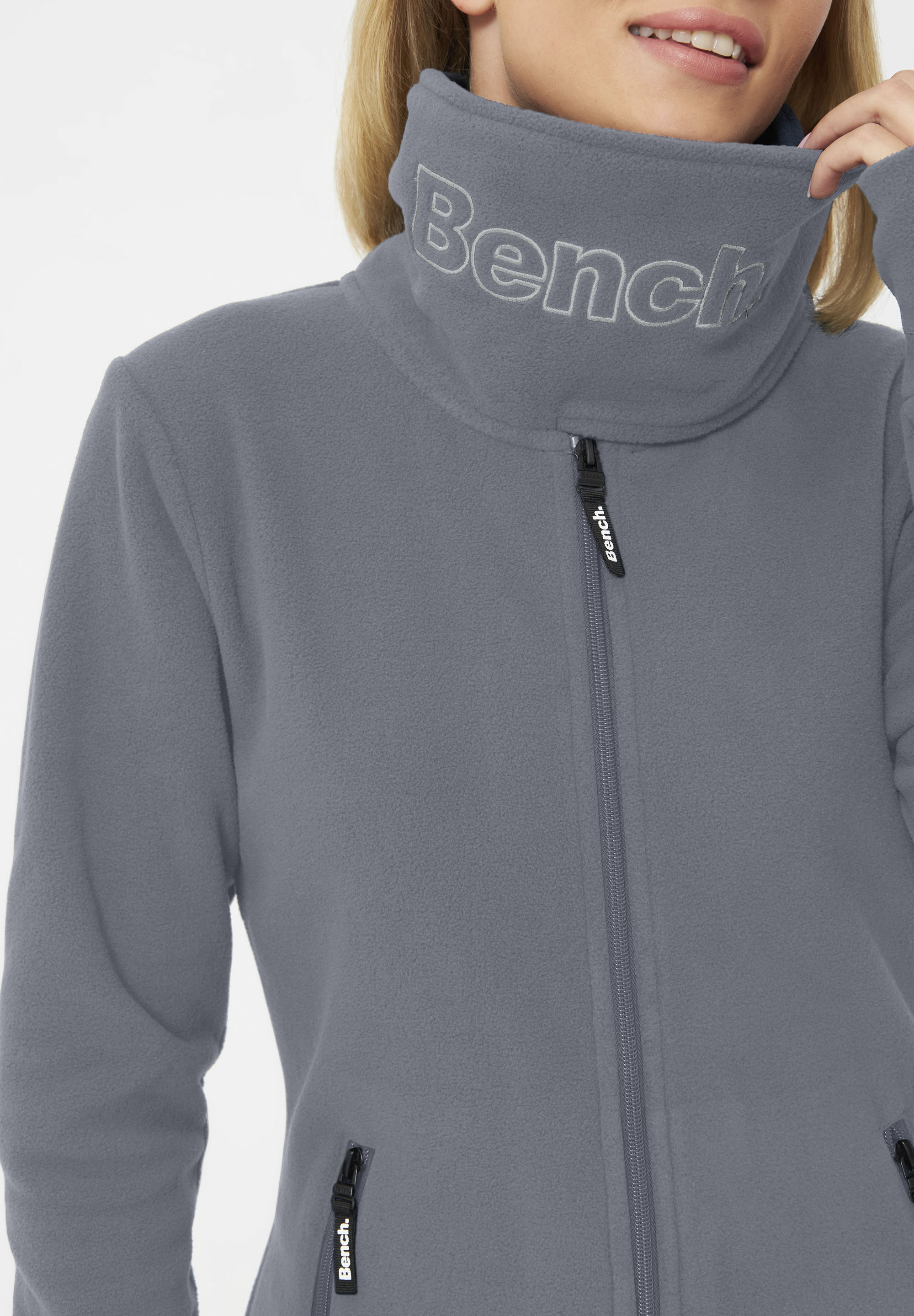 Thumbnail - Bench. Fleecejacke "FUNNEL" 1 Stk. tlg. ohne Kapuze mit Glitzerstickerei