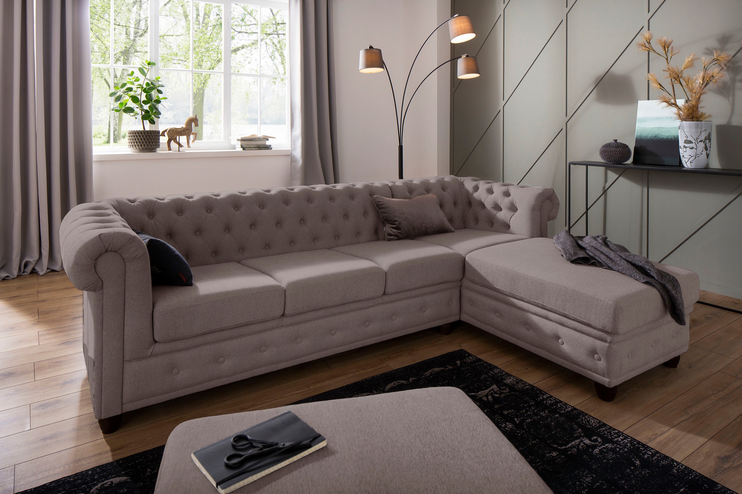 Home affaire Chesterfield-Sofa "New Castle L-Form", hochwertige Knopfheftun günstig online kaufen