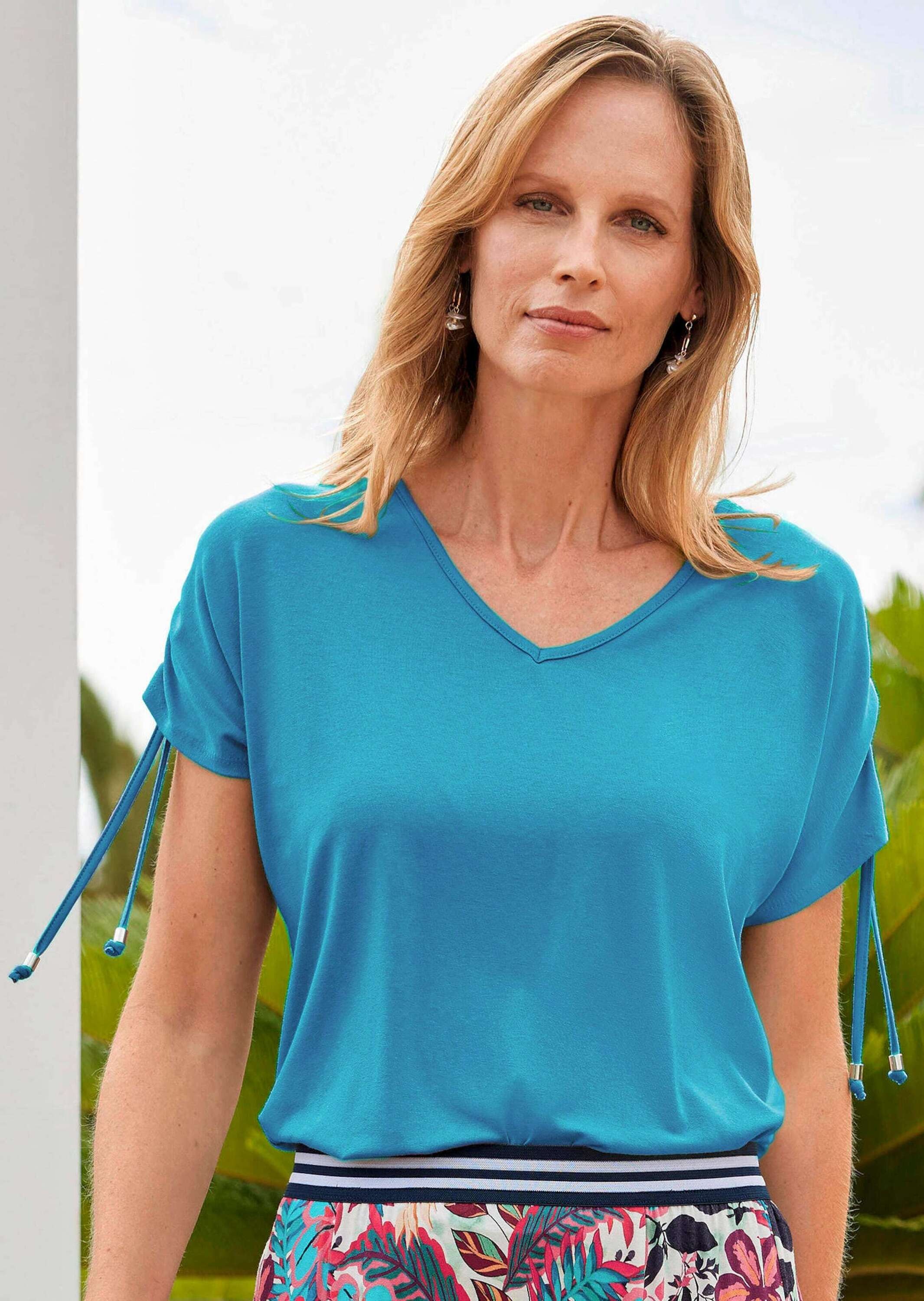 GOLDNER Kurzarmshirt »Kurzgröße Kurzarm Viskose-Oberteil«