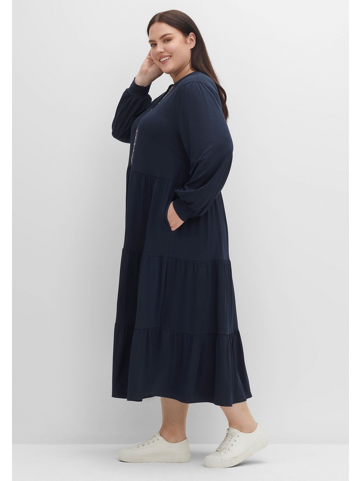 Sheego Jerseykleid »Große Größen«, Boho-Stil, für | BAUR Stufenrock mit kaufen im