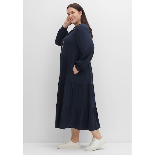 Sheego Jerseykleid »Große Größen«, im Boho-Stil, mit Stufenrock für kaufen  | BAUR