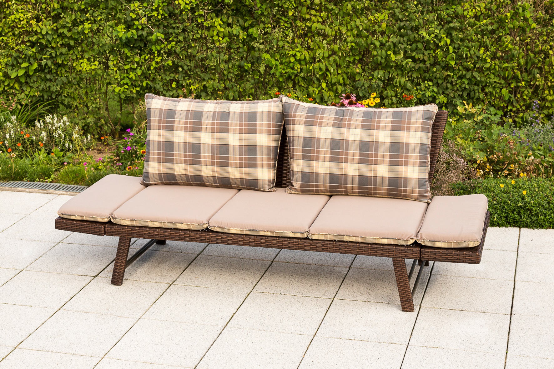 MERXX Gartenbank "Daybed Rattan", BxTxH: 172x64x78 cm, mit Auflage und Rück günstig online kaufen