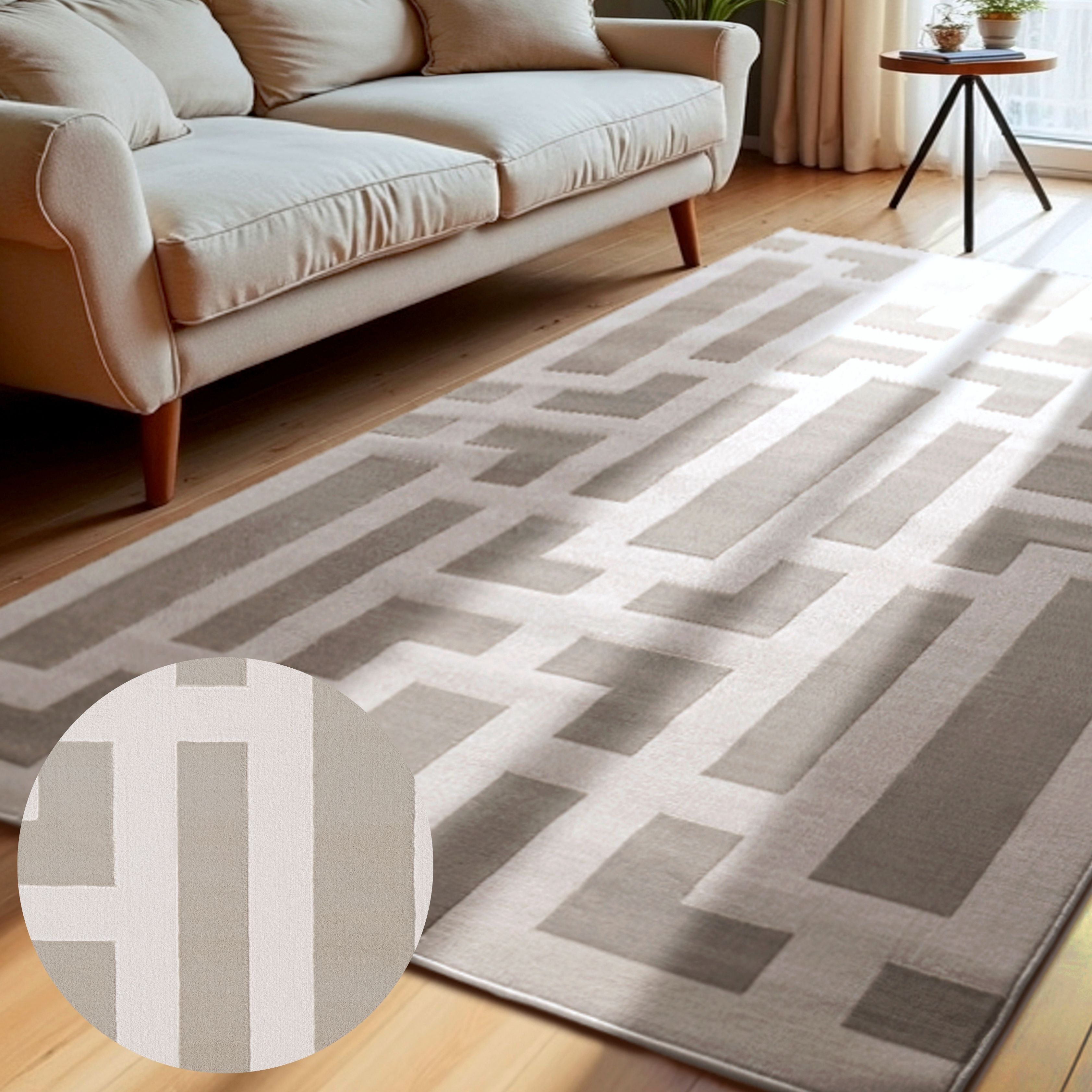 ELLE DECORATION "Onyx" rechteckig 9 mm Höhe Wohnzimmer, Schlafzimmer, Läufer, Hoch-Tief Effekt, Flur, Glanz