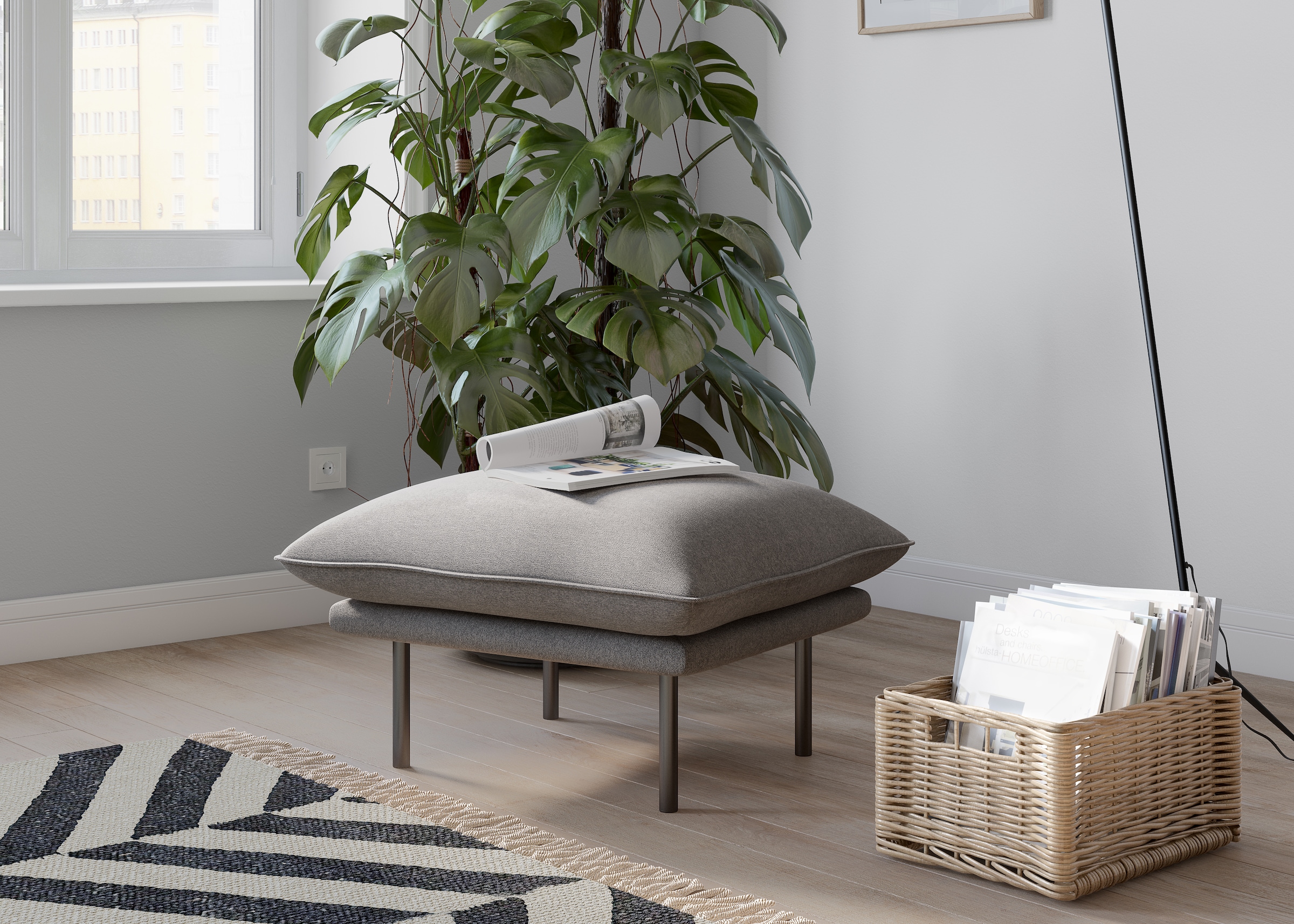 andas Polsterhocker »Stine«, Besonderes Design durch Kissenoptik und Keder, by Morten Georgsen