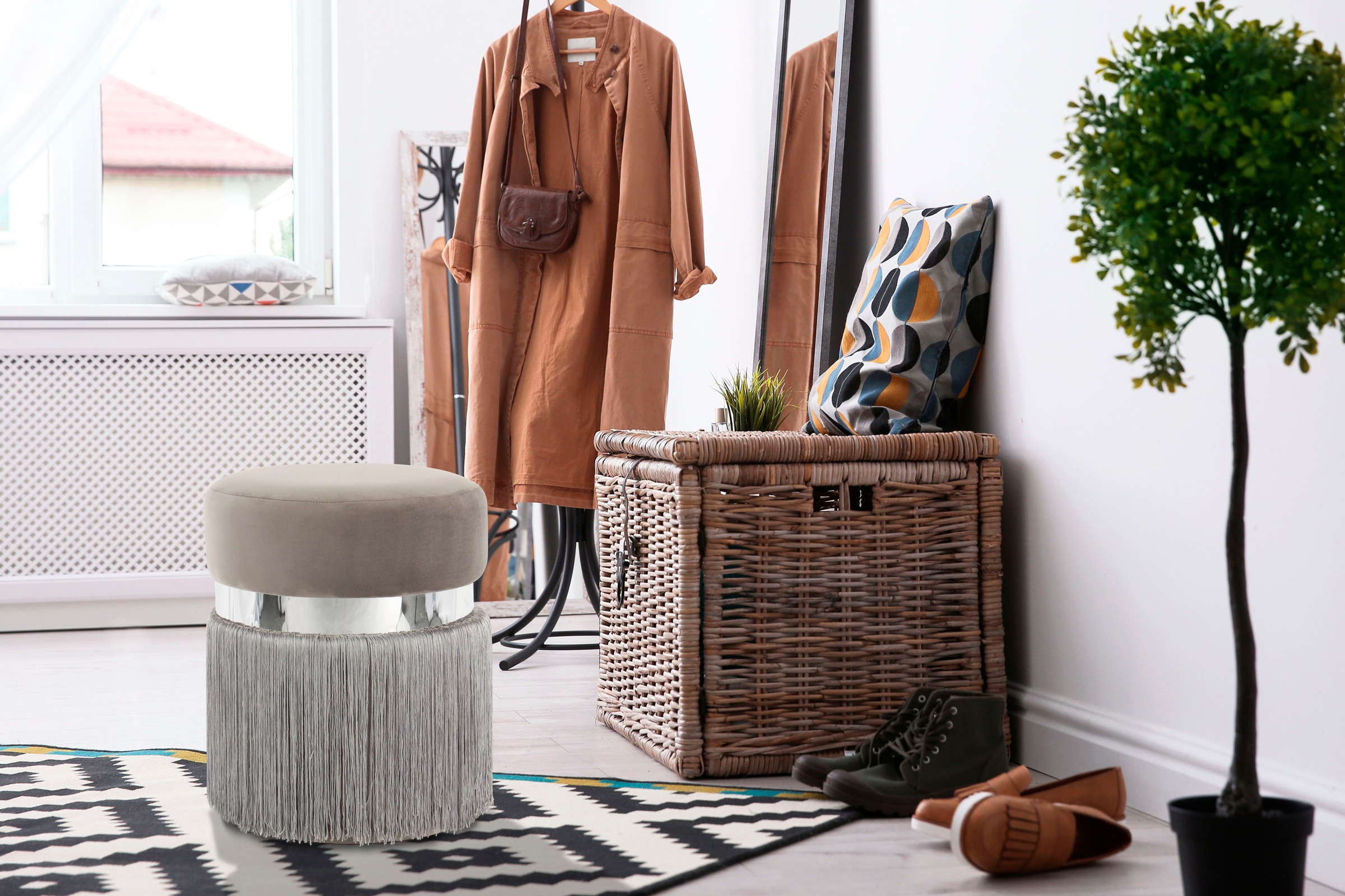 Kayoom Sitzhocker "Hocker Rebecca 925, Sitzpouf in runder Form,mit samtigem günstig online kaufen