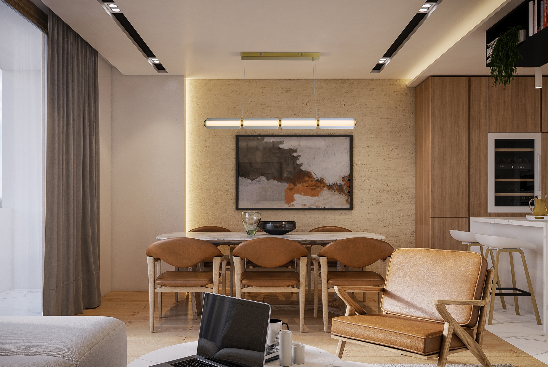 Searchlight LED-Hängeleuchte »Hängeleuchte Mod, 1-flammig« LED-Modul 1 Stk. Warmweiß Leuchtstab in Opalglas-Optik