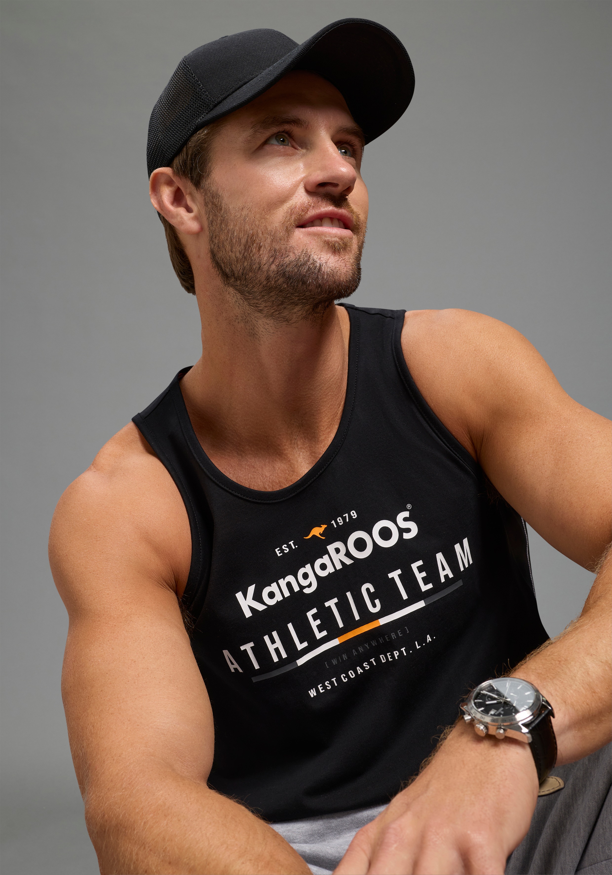 Thumbnail - KangaROOS Tanktop schmal geschnitten, ärmellos, aus Baumwolle, Single Jersey
