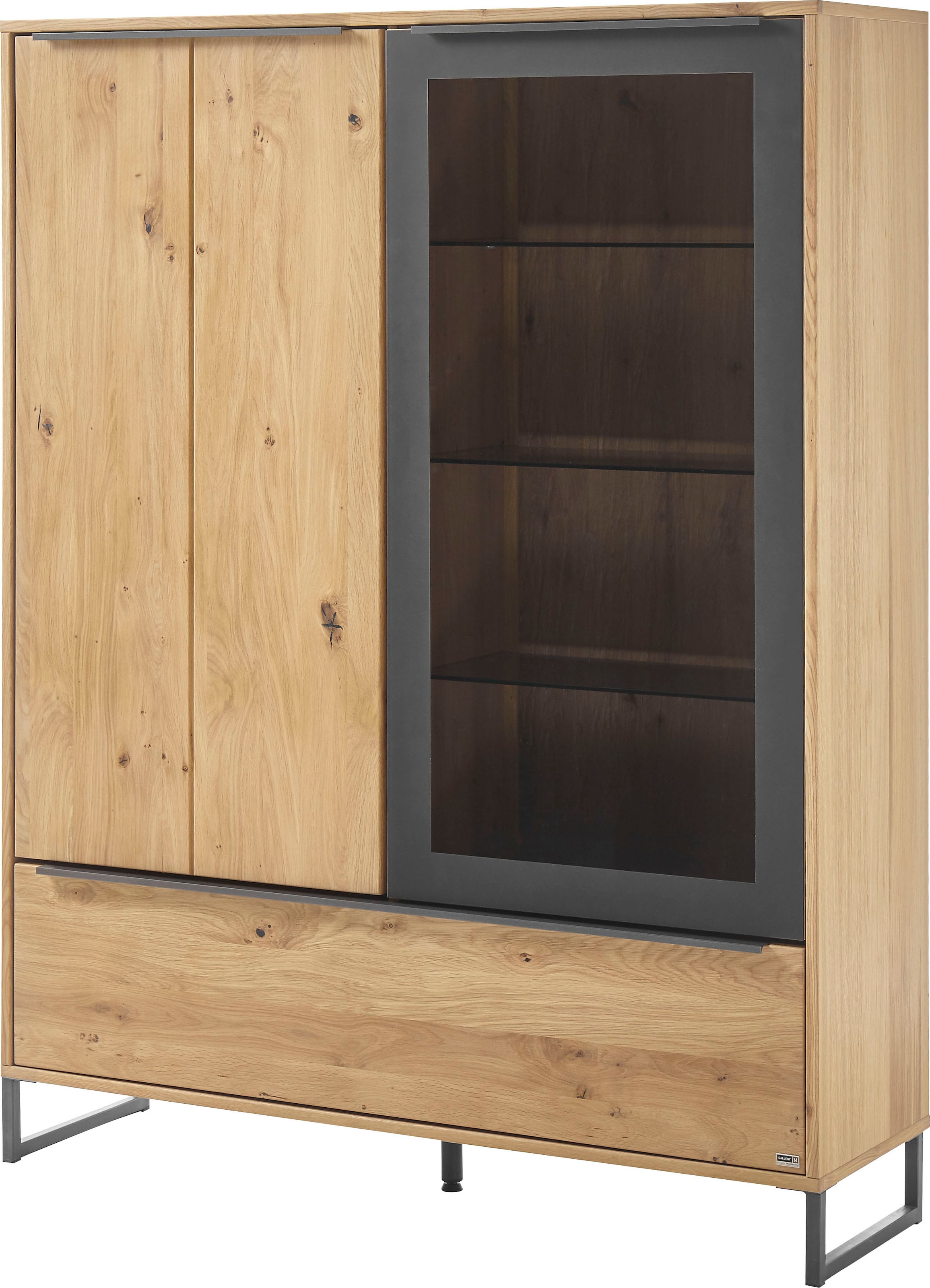 GALLERY M branded Glasböden, festen mit Böden »Alan«, Breite Front Musterring 3 Highboard BAUR by in und Eiche, | 124 cm 3