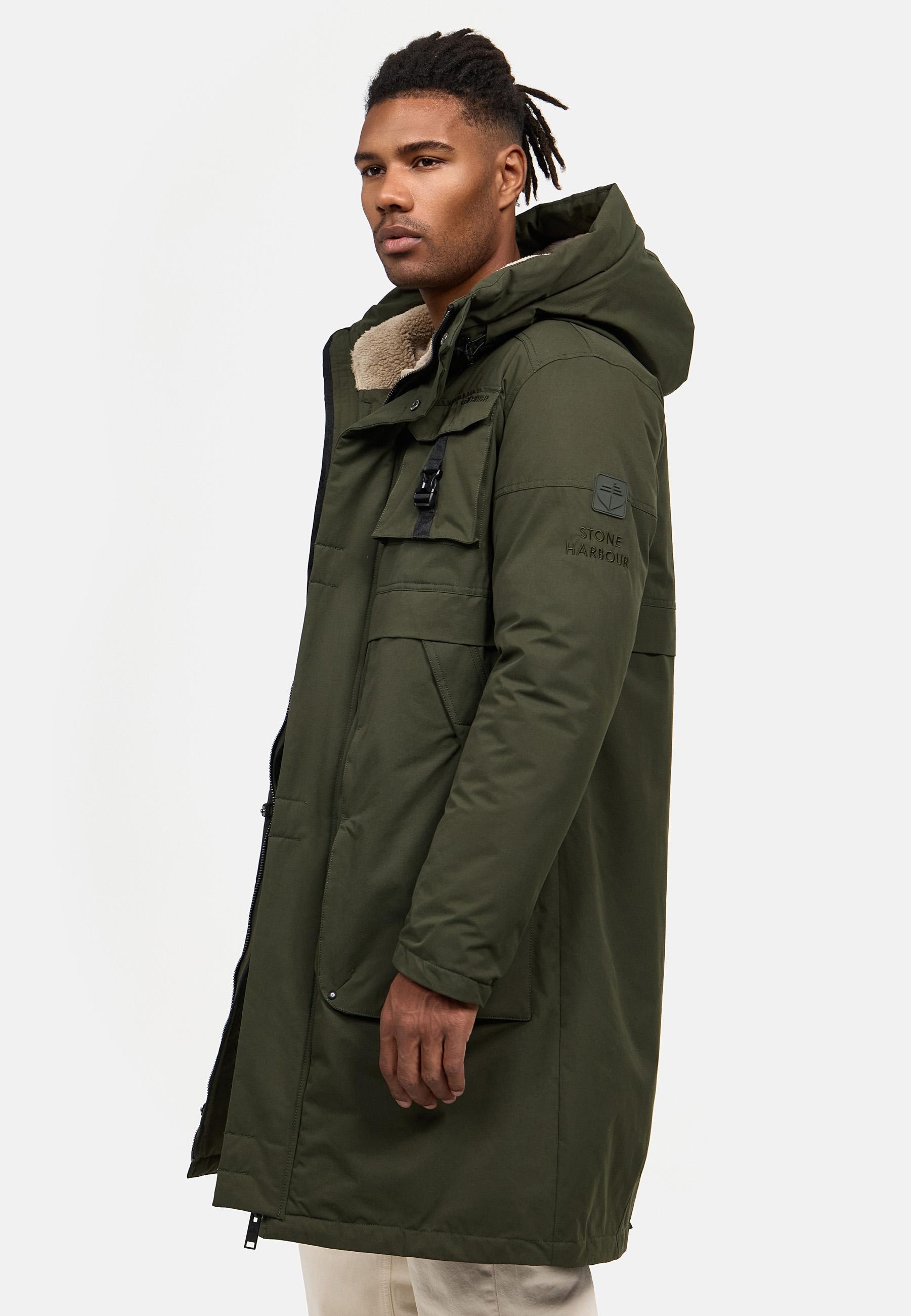 Stone Harbour Wintermantel »Cyriaan XX«, Langer Herren Winterparka mit großen Eingrifftaschen