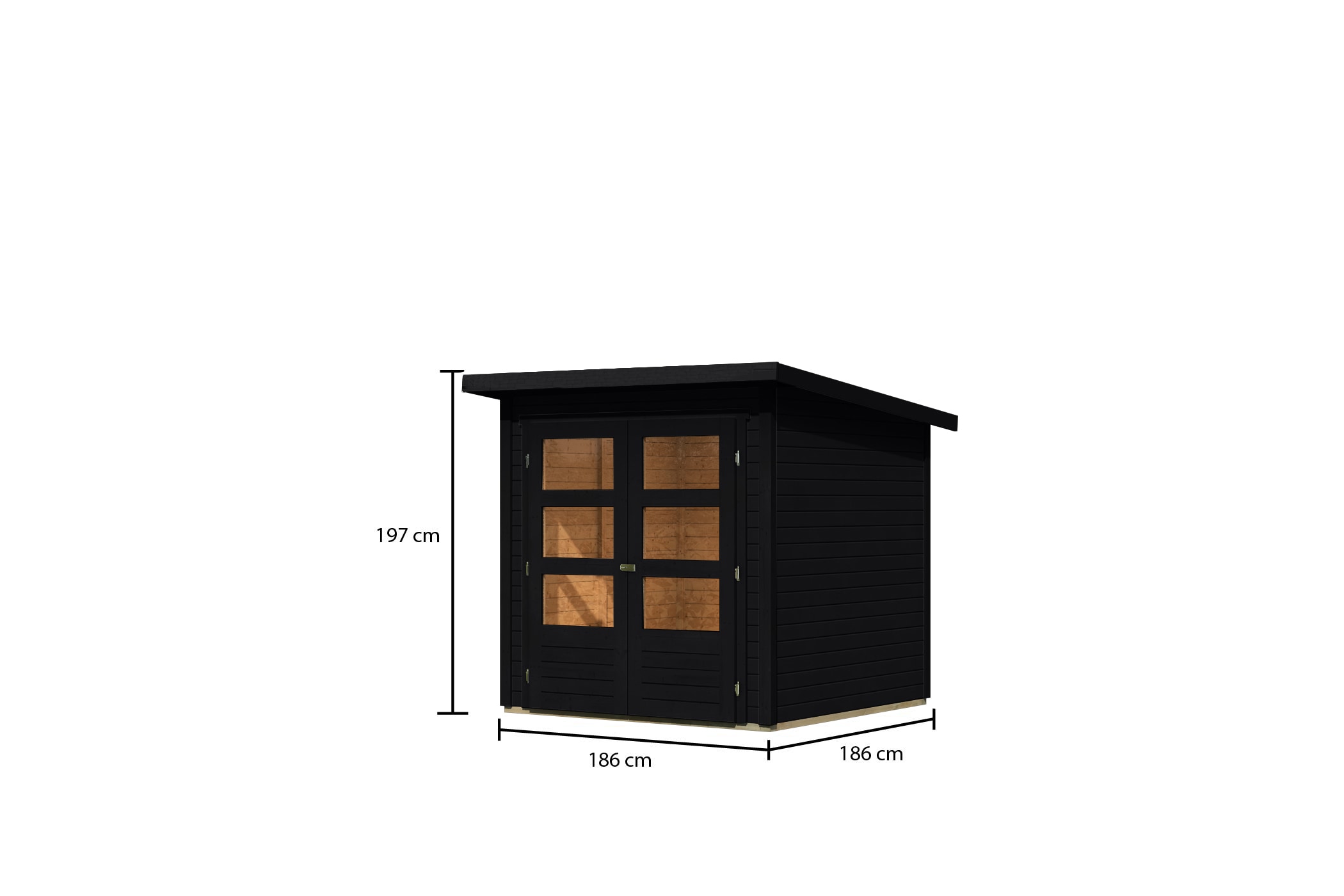 Karibu Gartenhaus »»Stockach 2« schwarz, aus Fichte«, aus Fichtenholz, lakiert