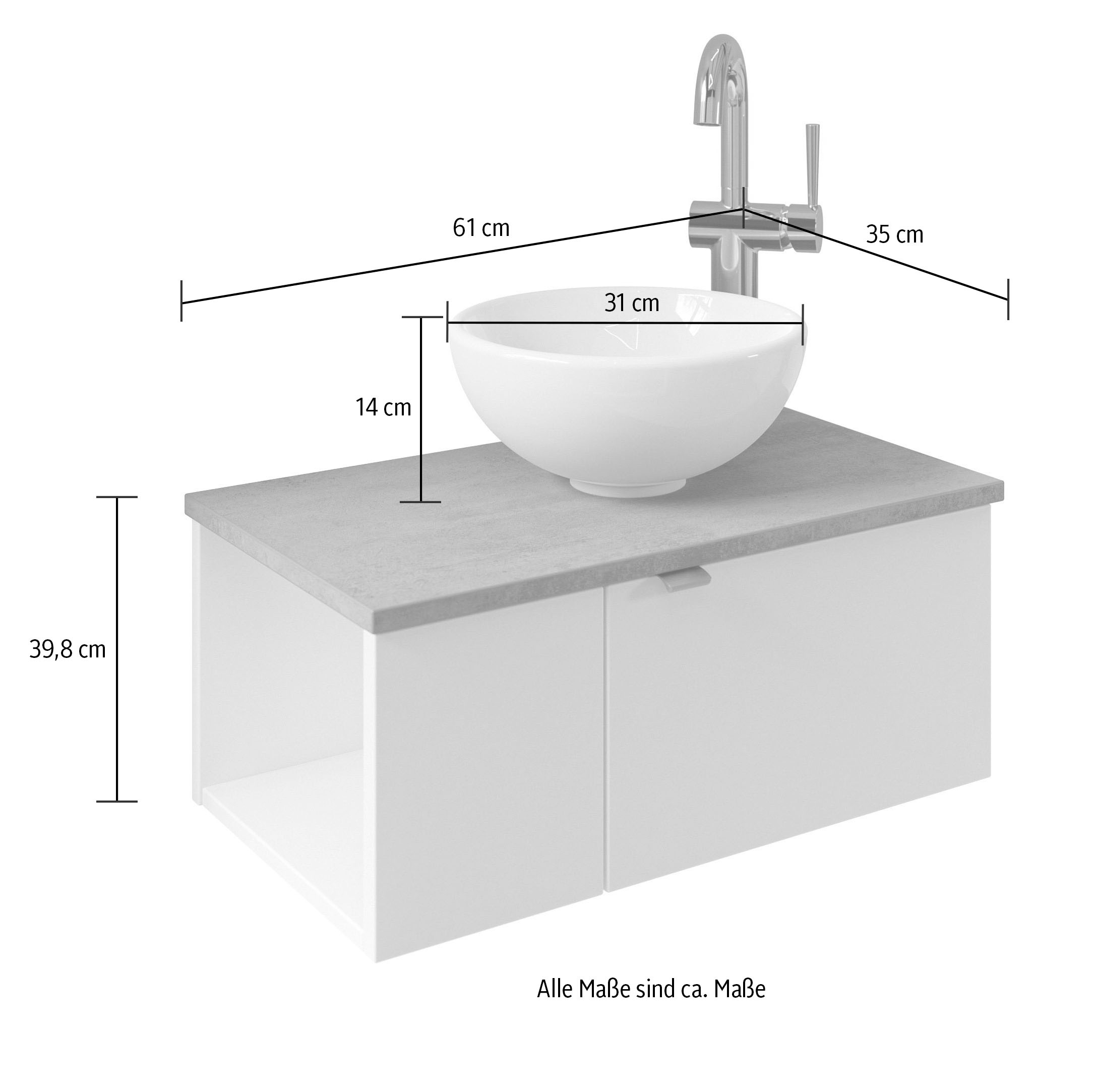 Saphir Badmöbel-Set »Serie 6915«, (4 St.), Gäste-Bad, 70 cm breit, mit LED-Spiegel, offenem Fach und 2 Türen