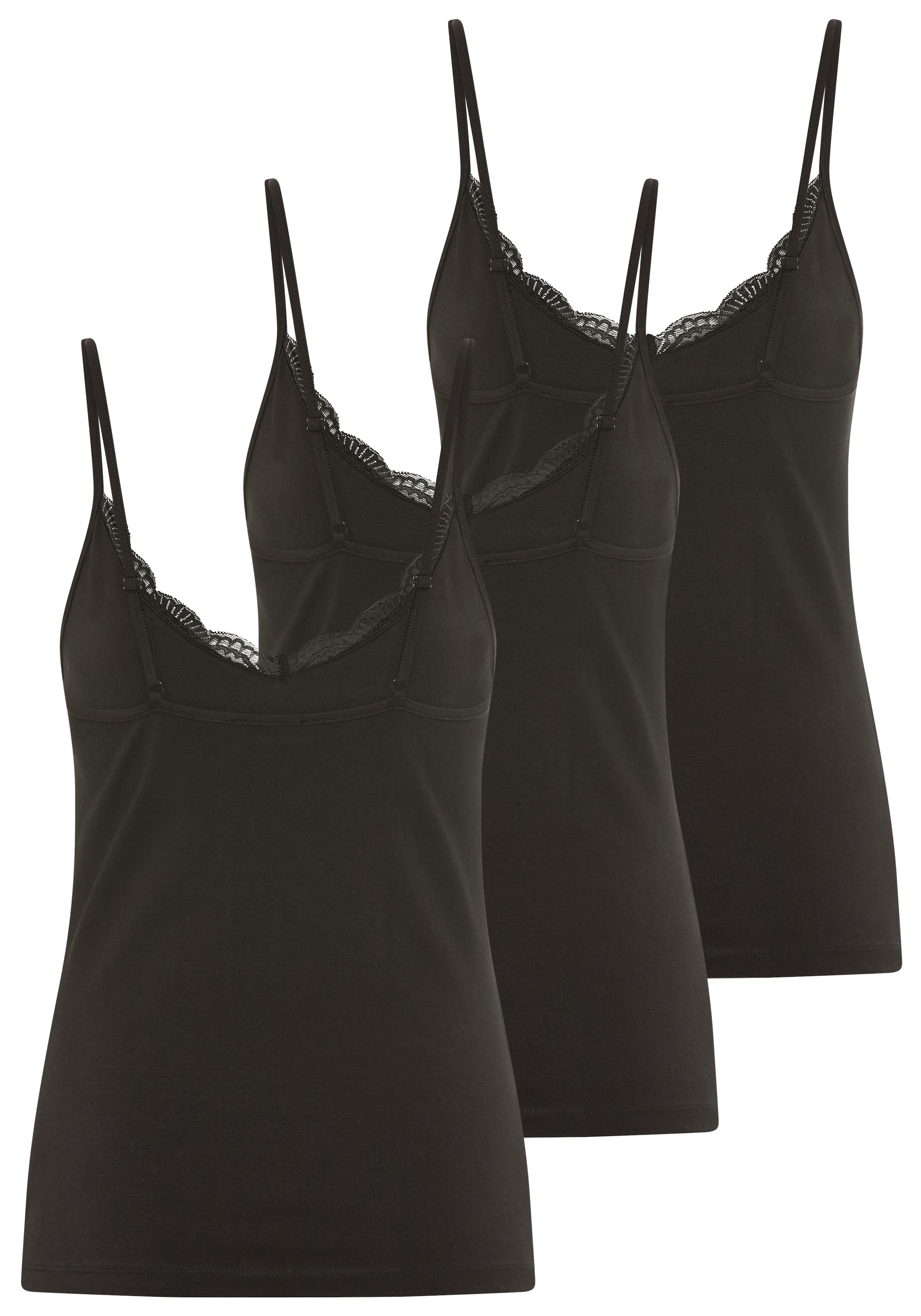 YSABEL MORA Unterhemd »BASIC COLLECTION COTTON WITH LACE« 3er Pack,  das perfekte Basic-Top für jeden Tag