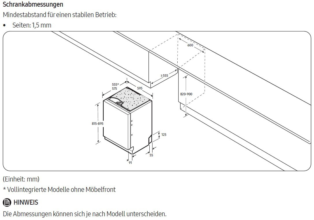 Samsung Unterbaugeschirrspüler »DW80H73YBUFU1«