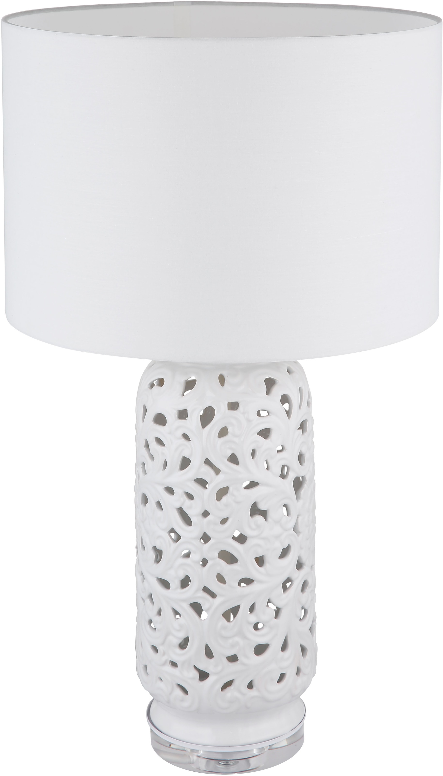 GLOBO LIGHTING Tischleuchte »SEBASTIAN«, Leuchtmittel E27 | ohne Leuchtmittel, Tischlampe/Schlafzimmer/Wohnzimmer/Textil weiß