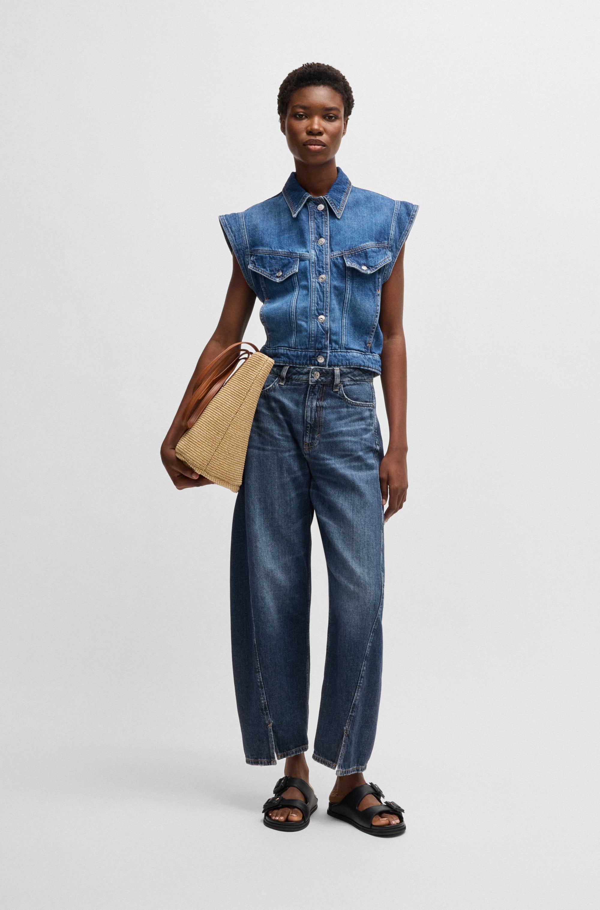 BOSS ORANGE Weite Jeans »Baloon High Rise Premium Damenmode«, (BOSS ORANGE DENIM), mit BOSS-Badge
