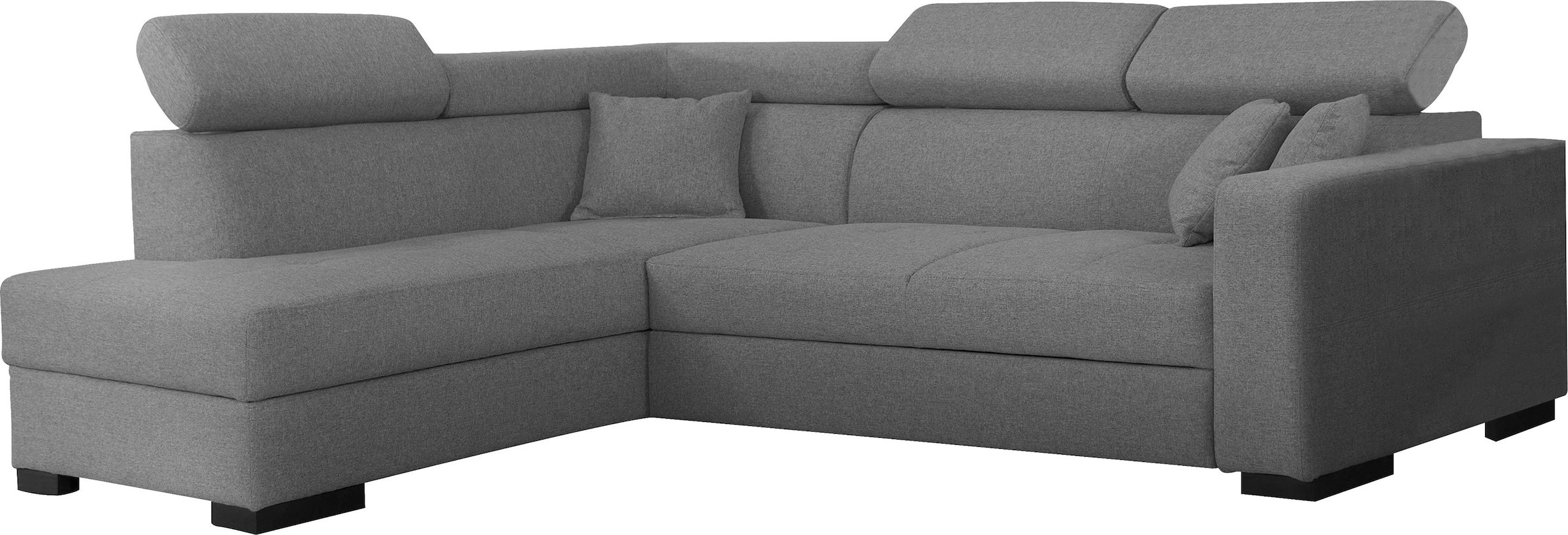 Home affaire Ecksofa "Tulio bequem, bewährte Wellenunterfederung, Breite 267cm, L-Form" wahlweise mit Bettfunktion und Bettkasten, incl. 3 Zierkissen