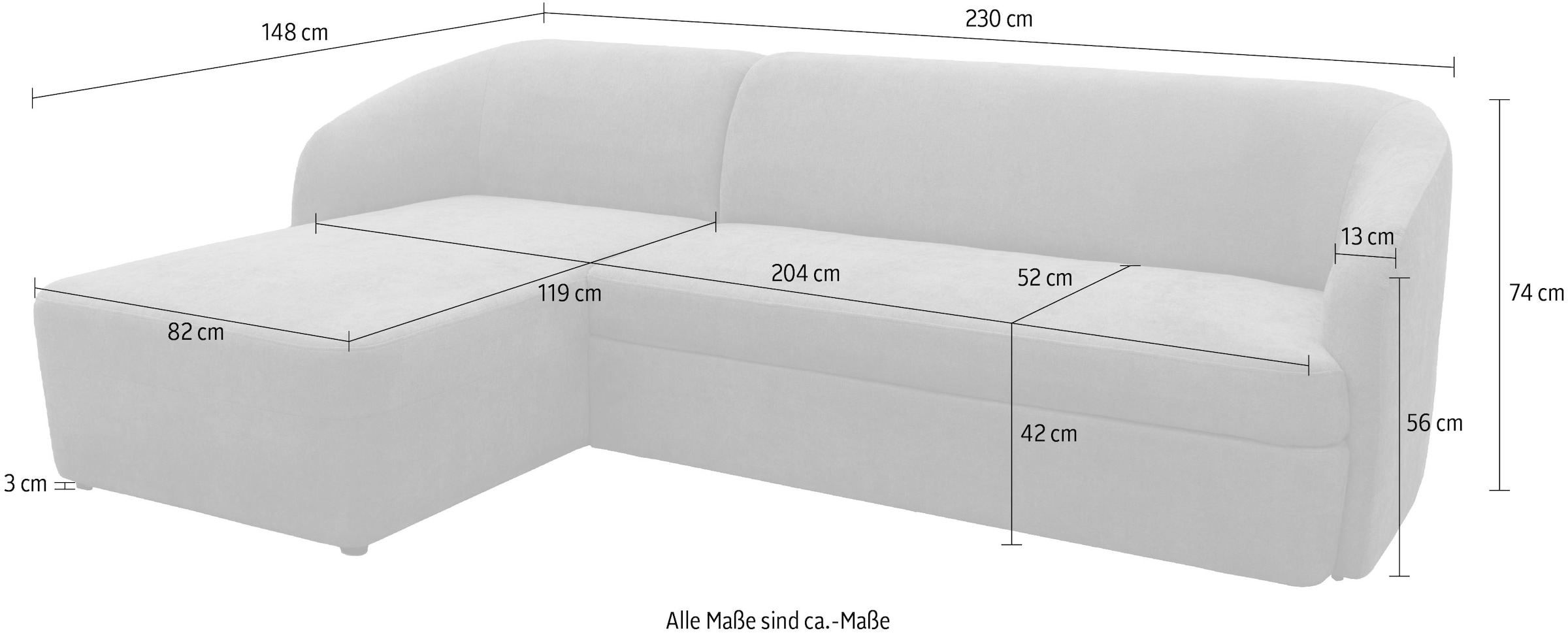 DOMO collection Ecksofa »Orbis, modernes, klares Design mit schmalen, abgerundeten Armlehnen« whlw. mit Bettfunktion u./o. Bettkasten, aus Luxus- Microfaser