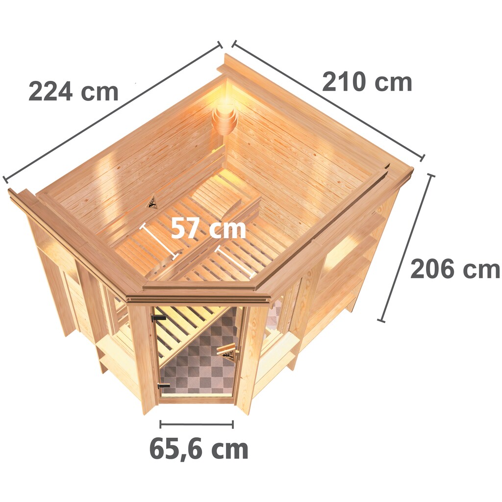 Karibu Sauna »Corvina«, (Set), 9-kW-Bio-Ofen mit externer Steuerung