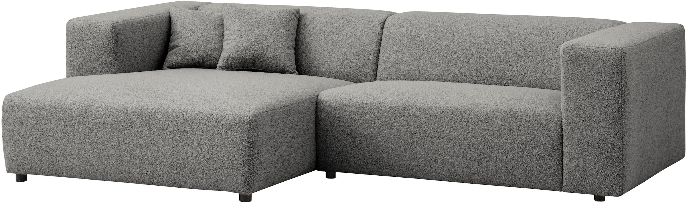 andas Ecksofa »BAKELS, L-Form in Cord oder Boucle-Stoff, moderne Couch«, wahlweise Recamiere rechts/links, bequemer Sitzkomfort