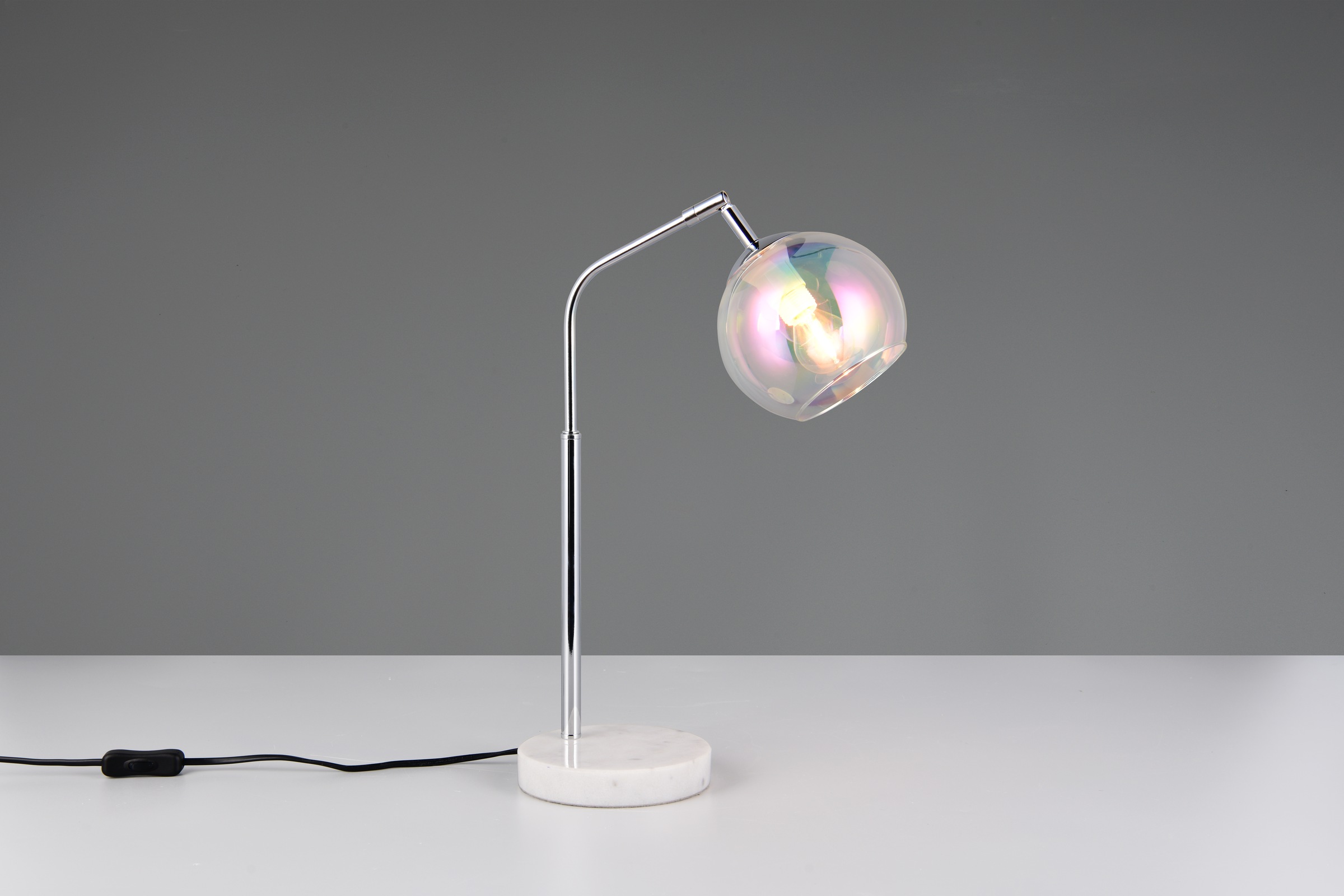 TRIO Leuchten Schreibtischlampe »PAXTON, exkl. 1x E14 max 10W, Leseleuchte Nachttischlampe«, 1 flammig, Leuchtmittel E14 | Leuchtmittel wechselbar, mit Glas Lampenschirm, Schnurschalter, Höhe 45 cm, Tiefe 28 cm