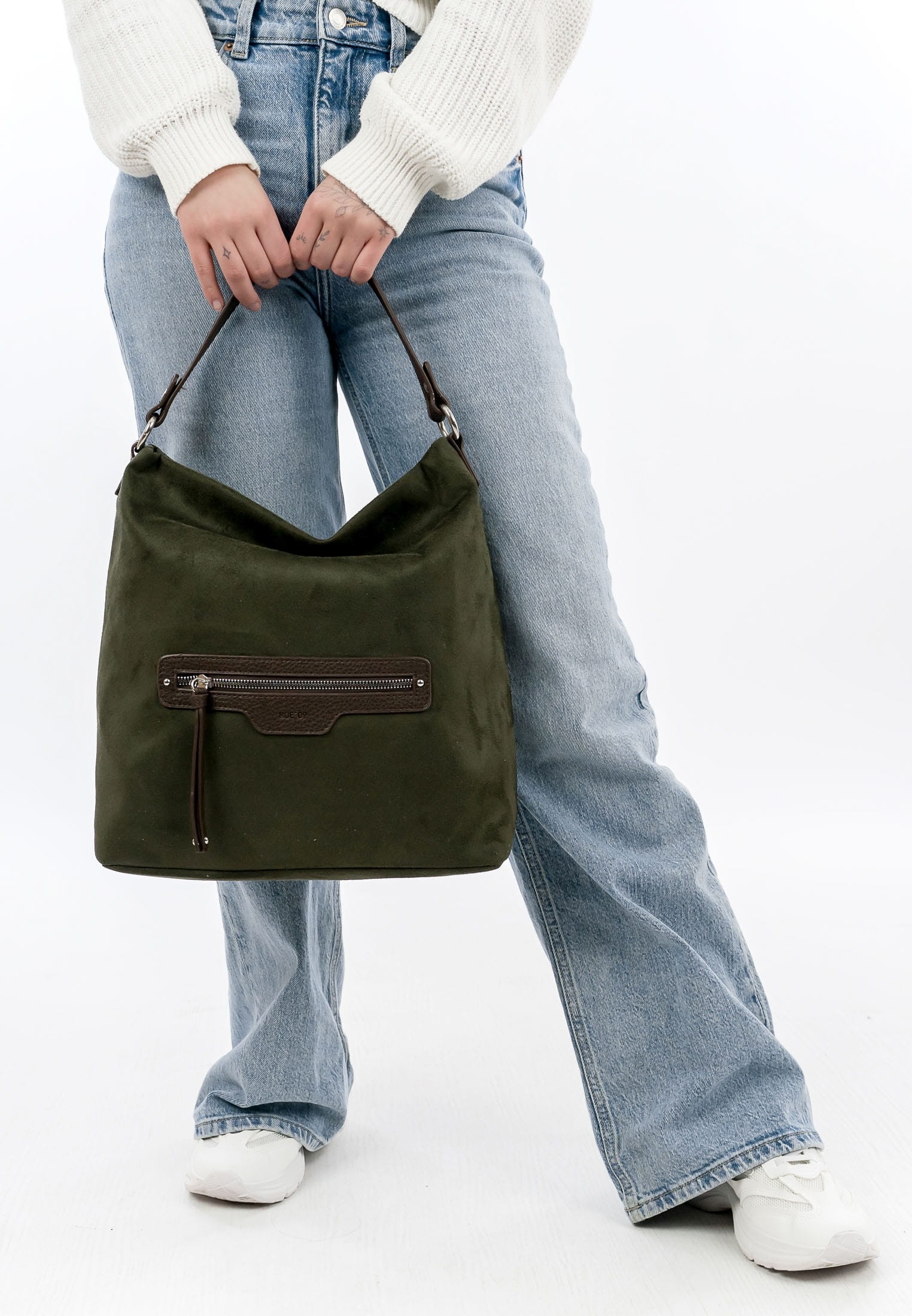 Beuteltasche EMILY & NOAH "Beutel E&N Drancy RUE 09", Damen, Gr. B/H/T: 34cm x 32cm x 12cm 0, grün (oliv 960), Polyester, Taschen Beuteltasche 3