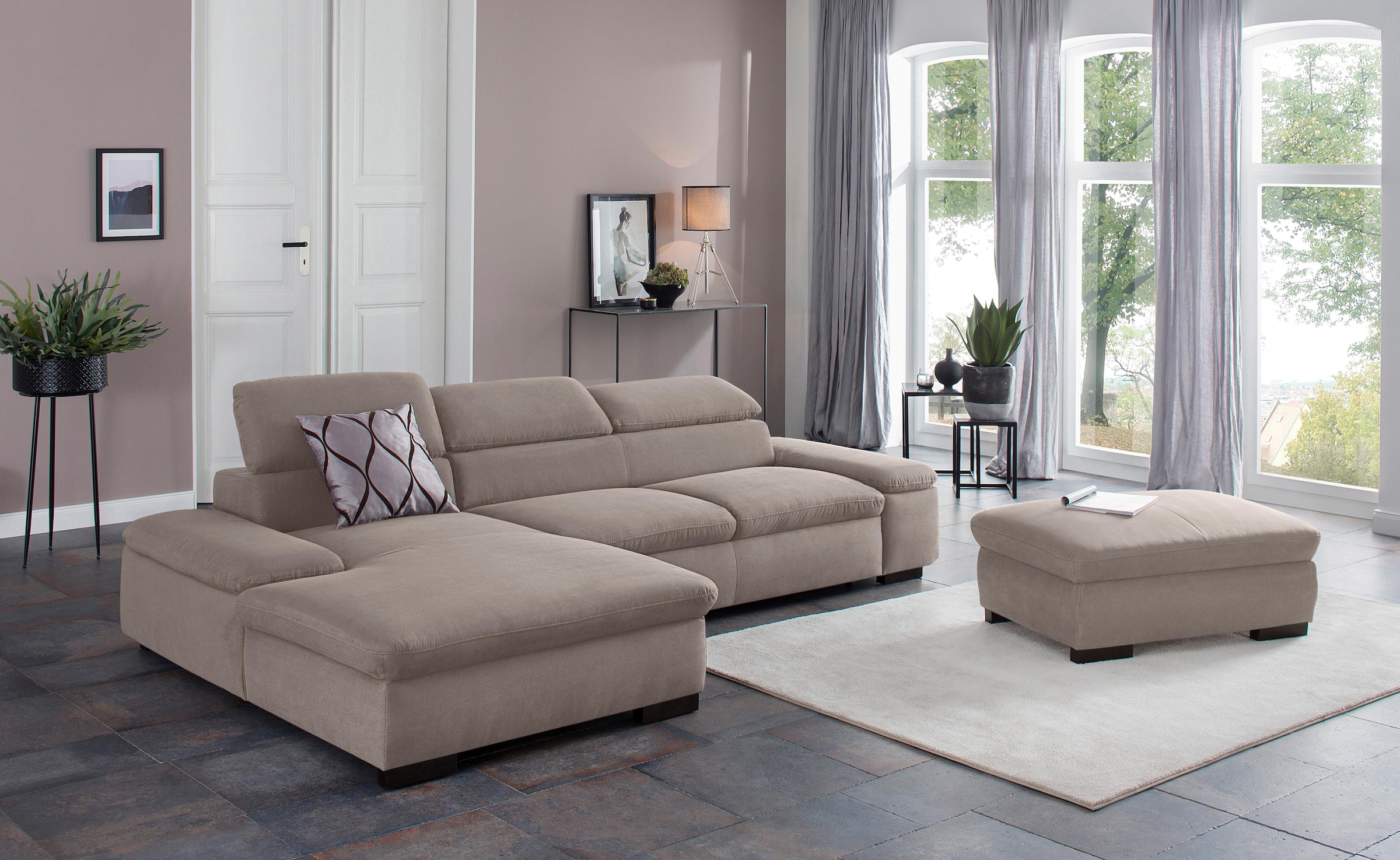 Home affaire Ecksofa »Alberto L-Form«, mit Kopfteilverstellung, wahlweise mit Bettfunktion