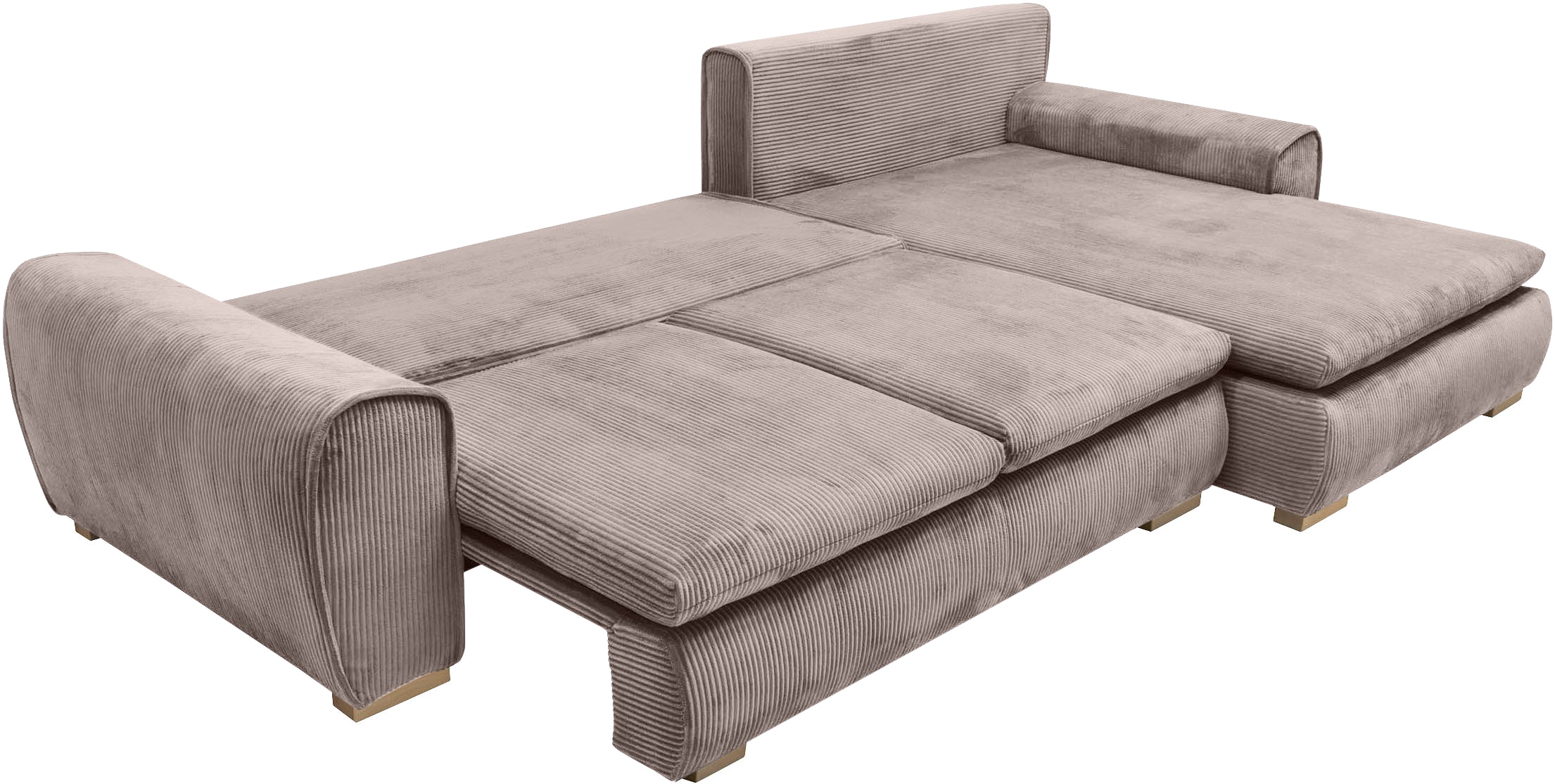 Home affaire Ecksofa »Katja L-Form«, Cord Bezug, inkl. Schlaffunktion und Stauraum