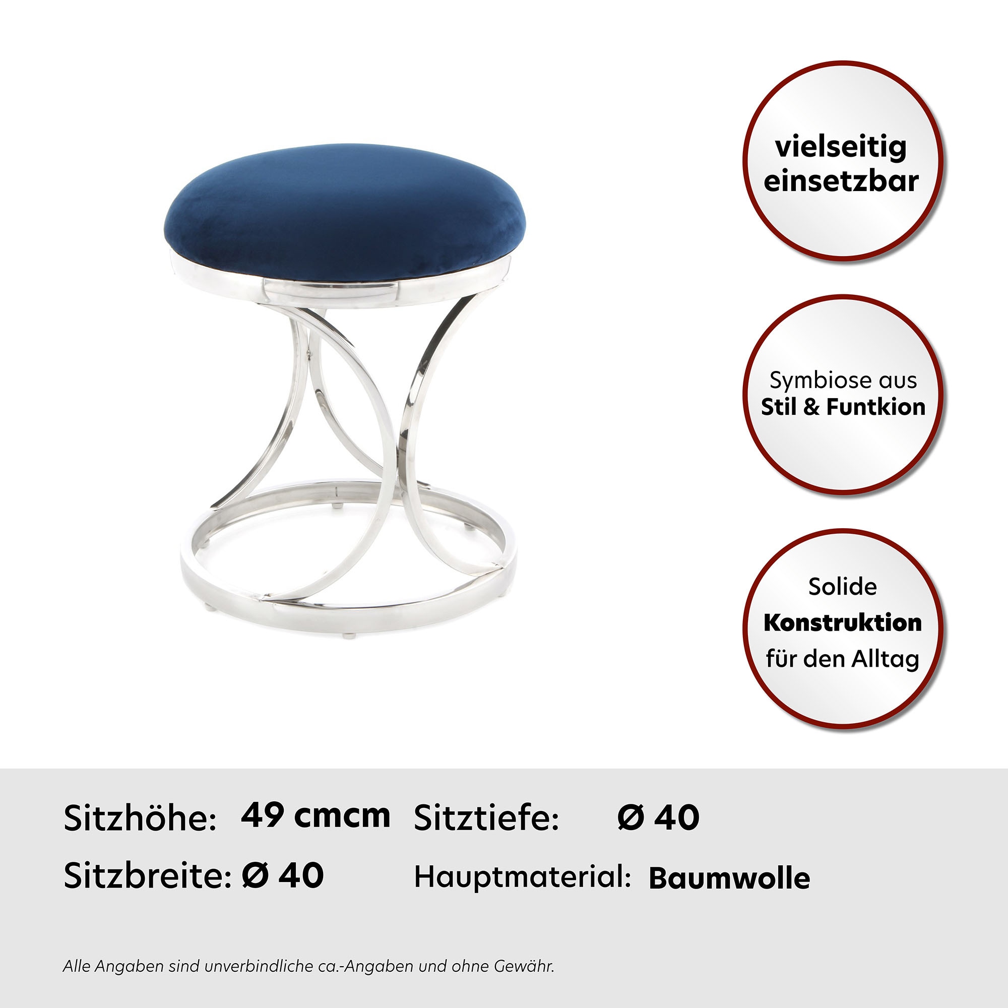 Kayoom Sitzhocker »Hocker Weyda 325,Sitzpouf in elegantem Design,edles Gestell aus Metall«, (1 St.), glamourös, hochwertig, mit weichem Sitzkissen und Stoffbezug