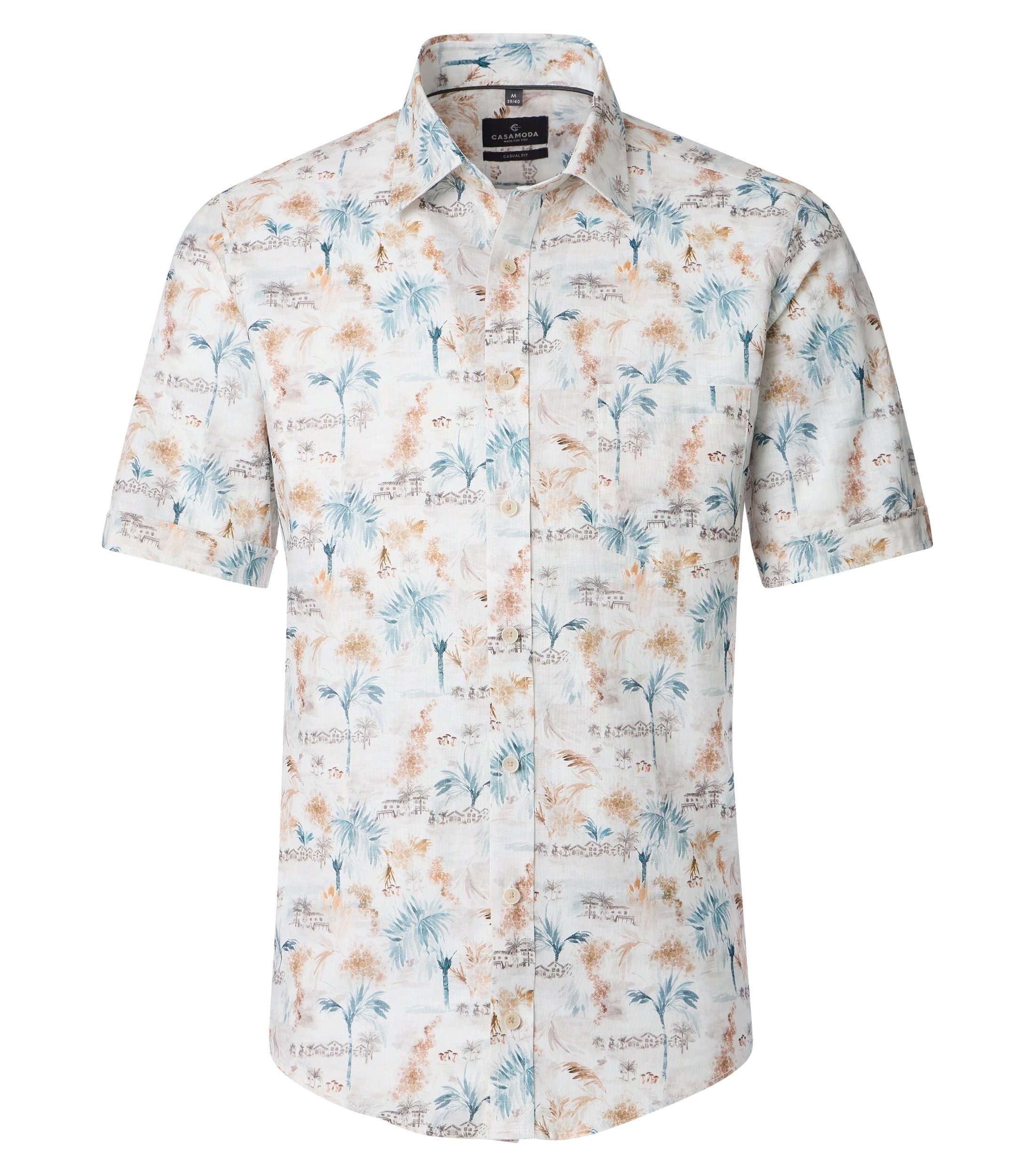 CASAMODA Kurzarmhemd "CASAMODA Leinenhemd Kurzarm Print" günstig online kaufen