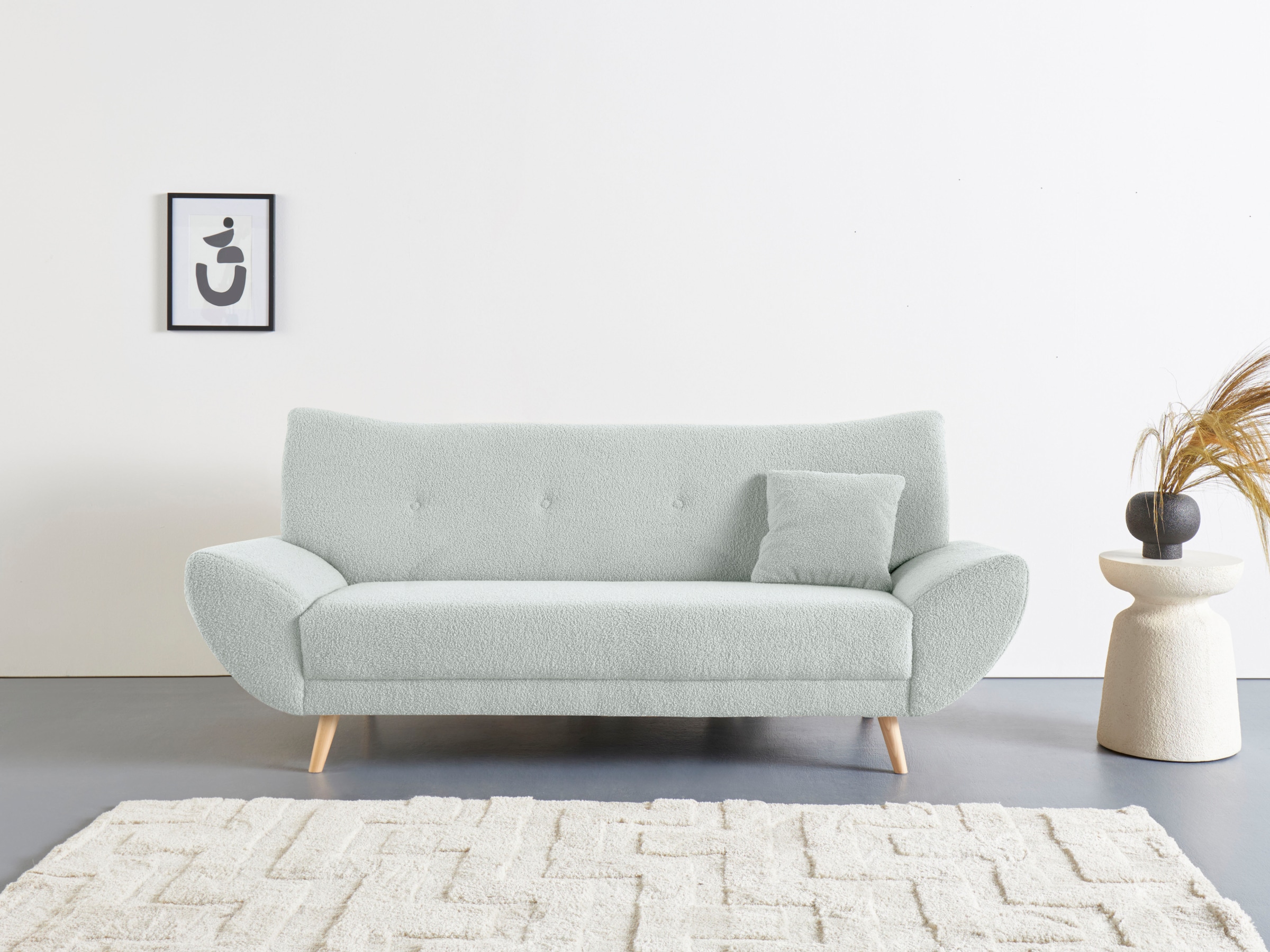 Home affaire 3-Sitzer "Basta komfortable Wellenunterfederung, Breite 205cm, bodenfrei"