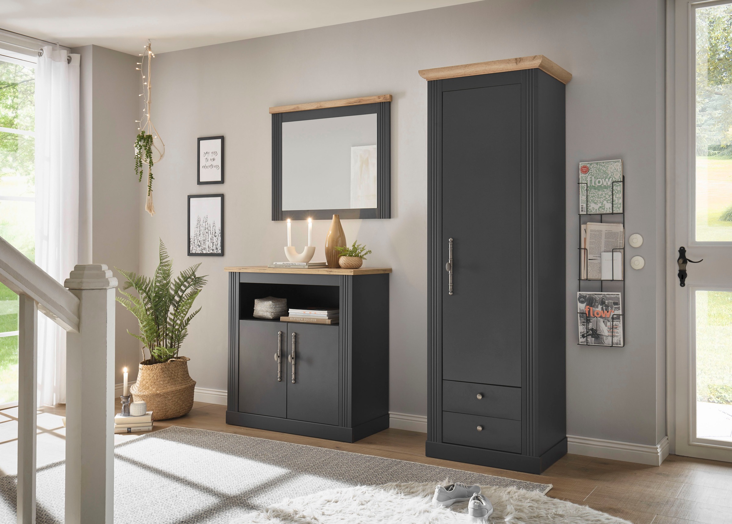 Home affaire Garderoben-Set "WESTMINSTER TOPSELLER", (3 St., Kommode, Spieg günstig online kaufen