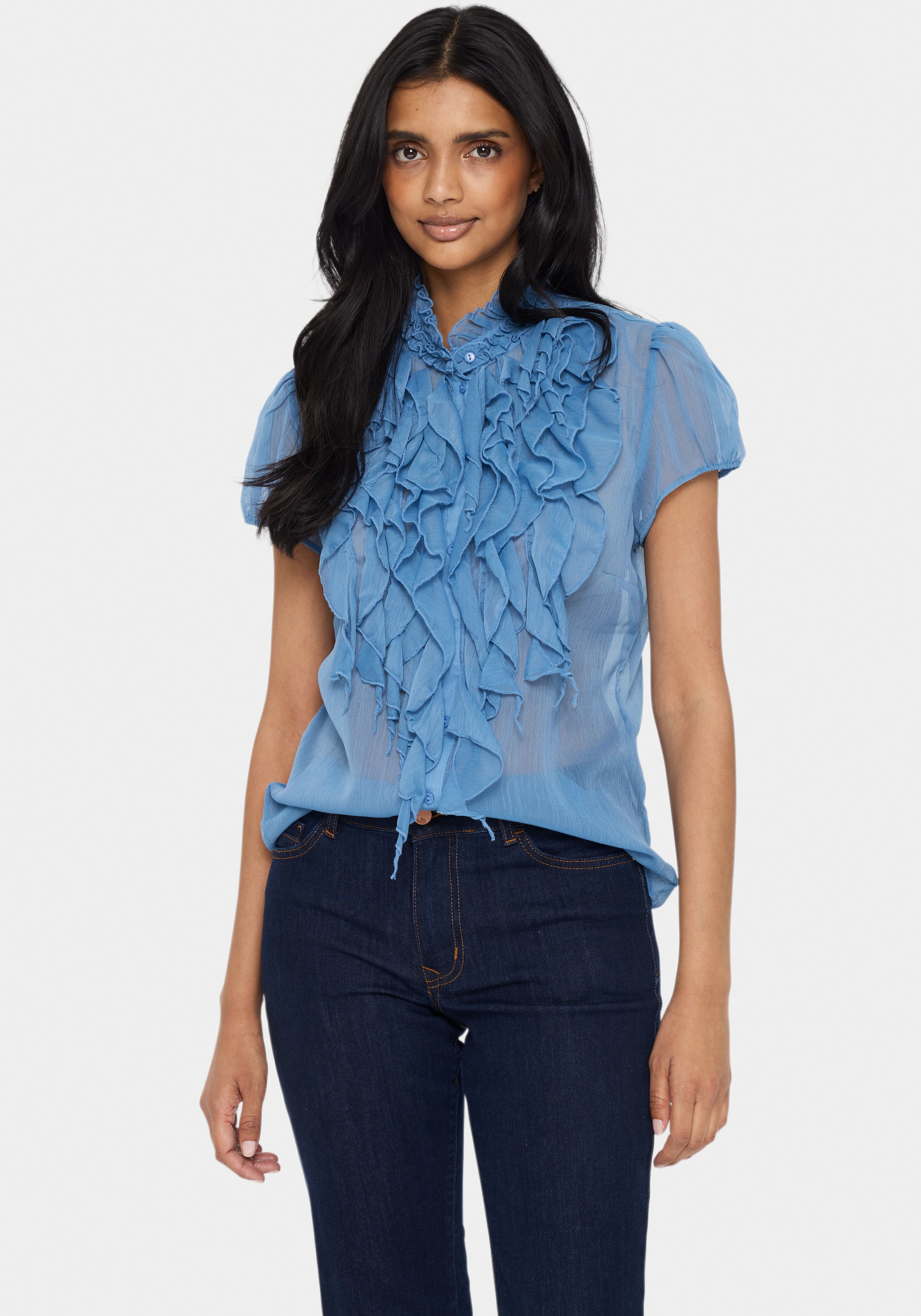 Saint Tropez Rüschenbluse "LiljaSZ Crinkle SS Shirt"