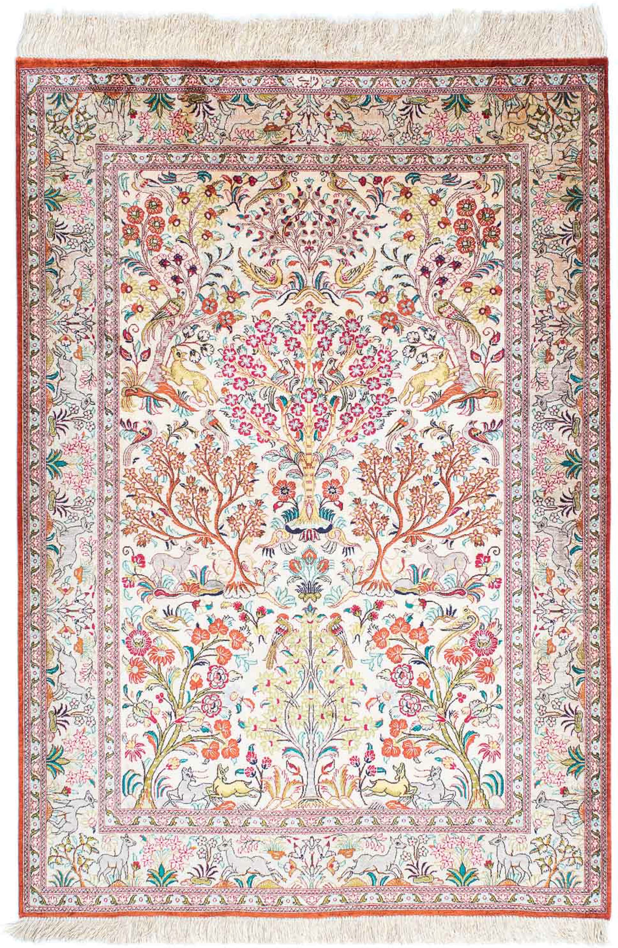 morgenland Orientteppich »Perser - Ghom - 148 x 100 cm - beige«, rechteckig, Wohnzimmer, Handgeknüpft, Einzelstück mit Zertifikat