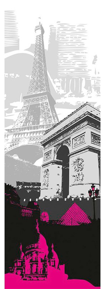Fototapete »Paris«, Grafik Tapete Stadt paris Grau Pink Panel 1,00m x 2,80m