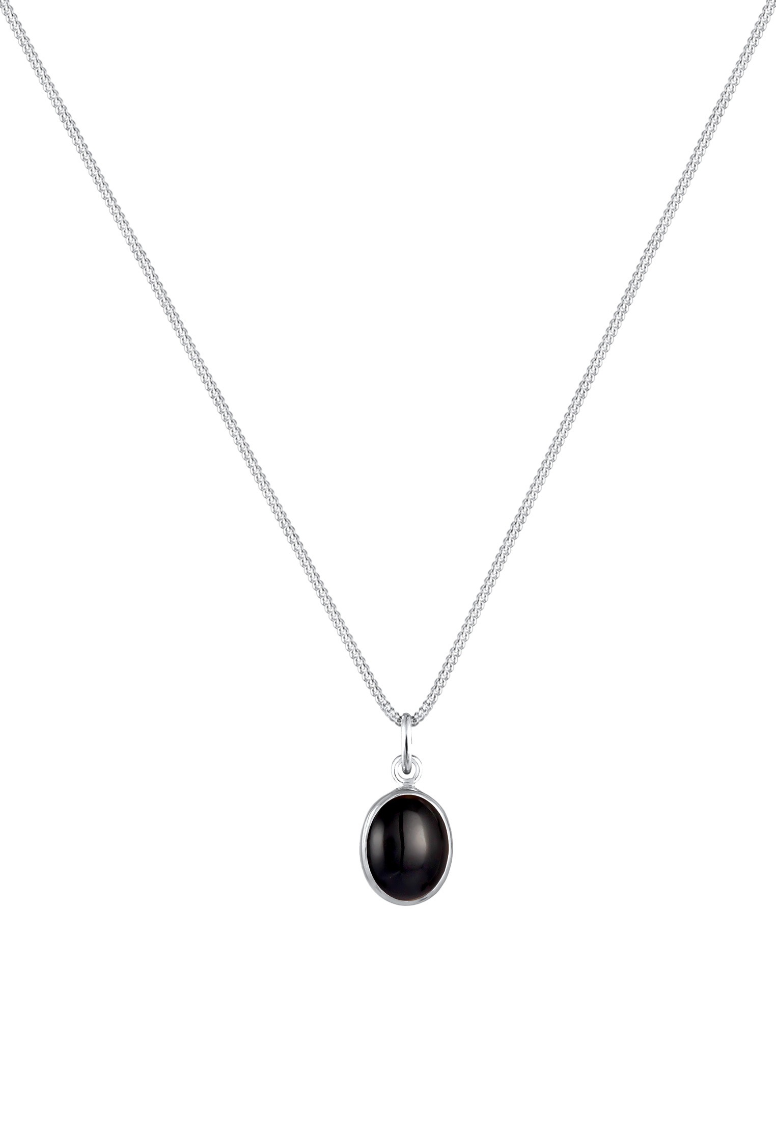 Elli Collierkettchen »Onyx Anhänger Oval Klassisch 925 Silber«