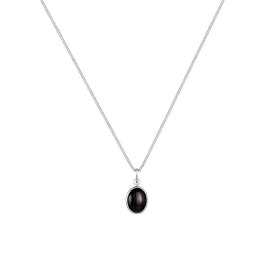 Elli Collierkettchen »Onyx Anhänger Oval Klassisch 925 Silber«