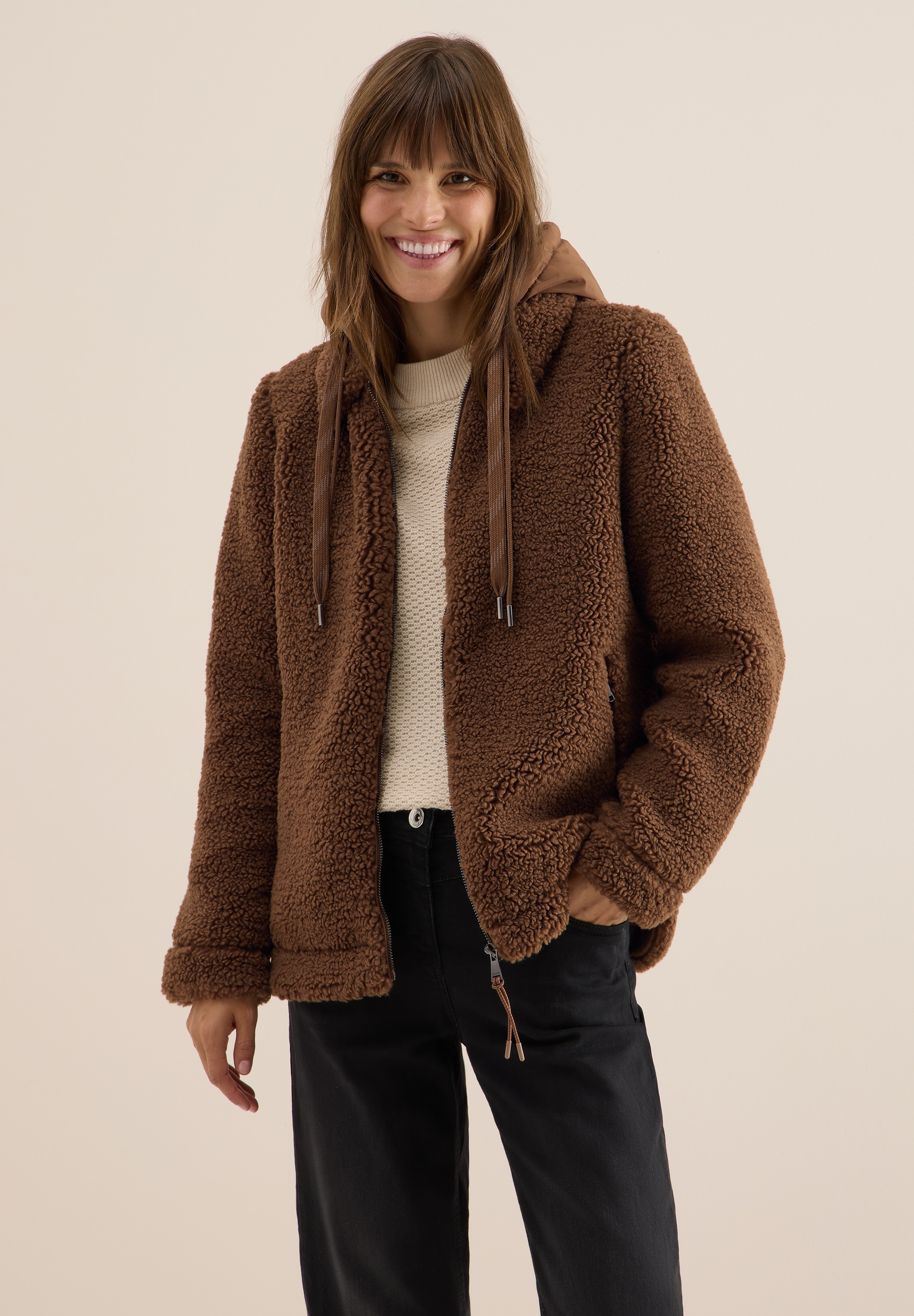 Cecil Fellimitatjacke, ohne Kapuze, mit Kapuze mit Tunnelzugband günstig online kaufen