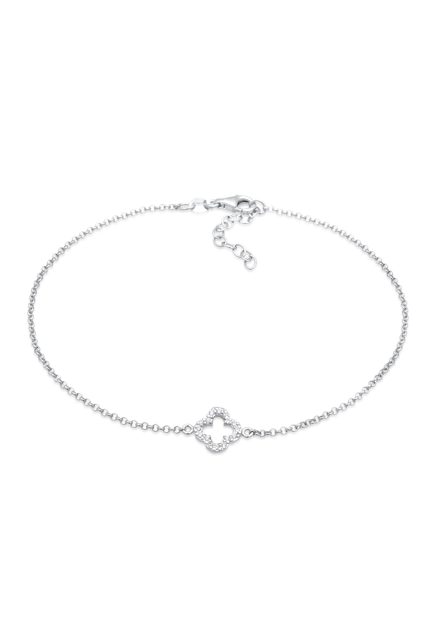 Elli Fußkette »Fußschmuck Kleeblatt Zirkonia Glücksymbol Talisman 925 Silber«