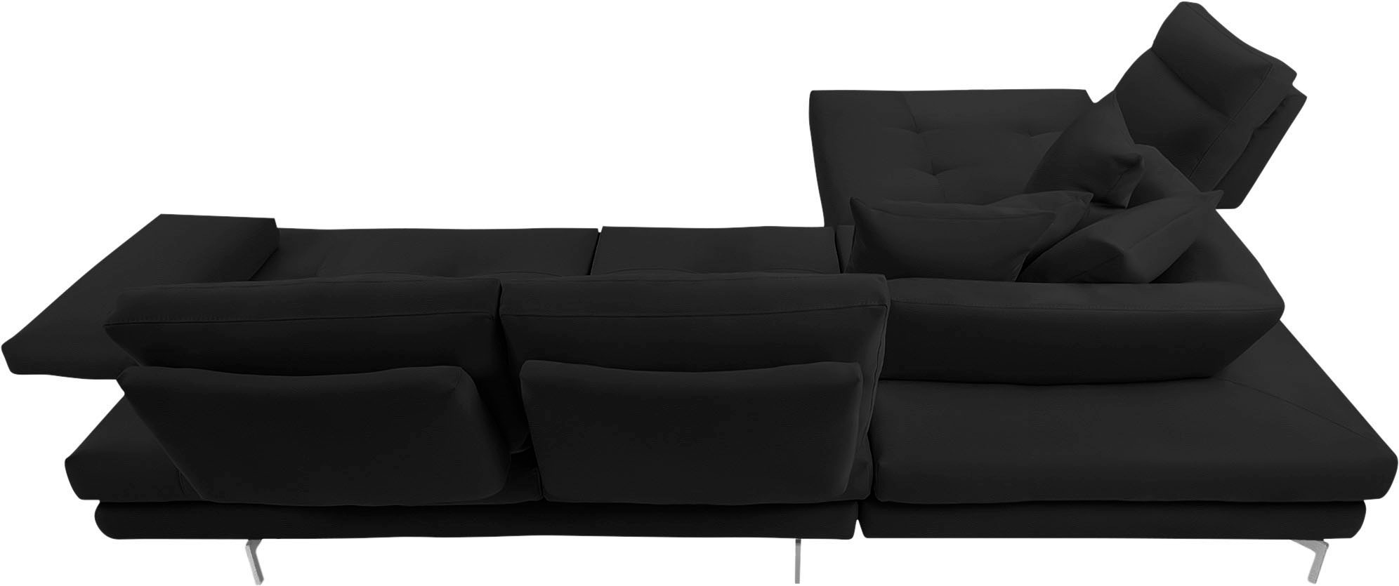 CALIA ITALIA Ecksofa »Toby Wing, L-Form, Designsofa mit sensationellem Sitzkomfort«, Sitztiefenverstell.,wahlw. mit Kissen-Set, Füße chrom glänzend