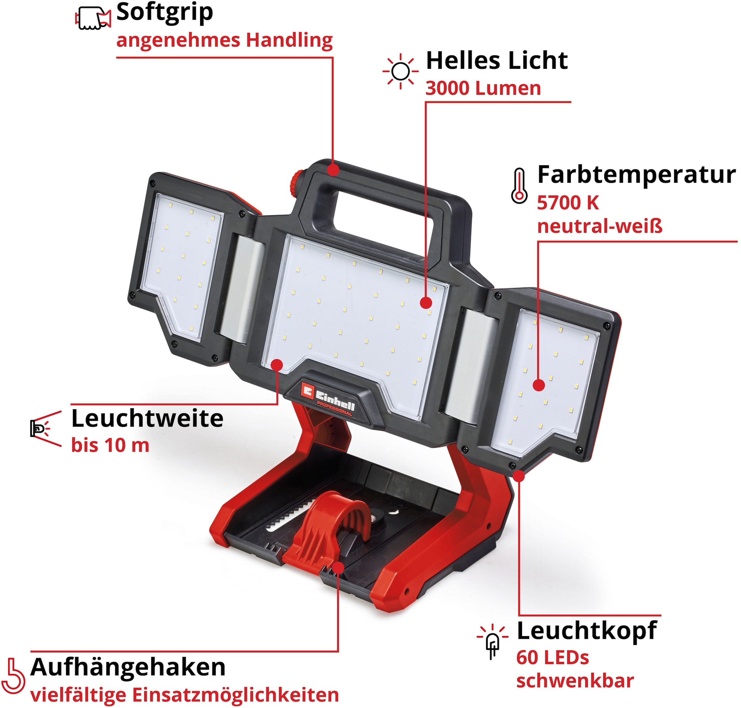 Einhell LED Arbeitsleuchte »Akku-Lampe TP-CL 18/3000 Li Set - Solo«, Mitglied der Power X-Change Familie, ohne Akku