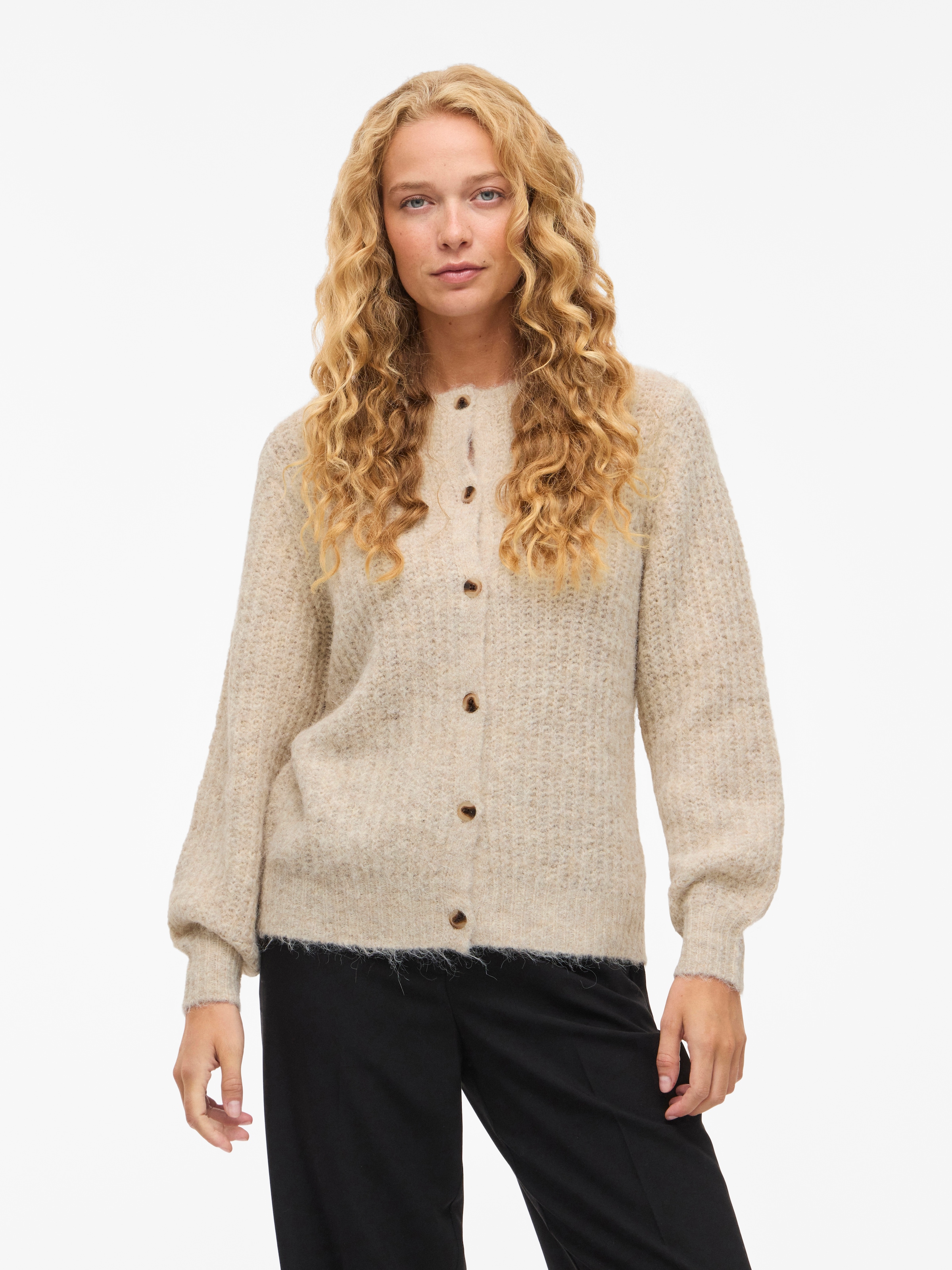 Vila Strickjacke »VILAMPE O-NECK L/S KNIT CARDIGAN-NOOS« Materialmix, regular fit
