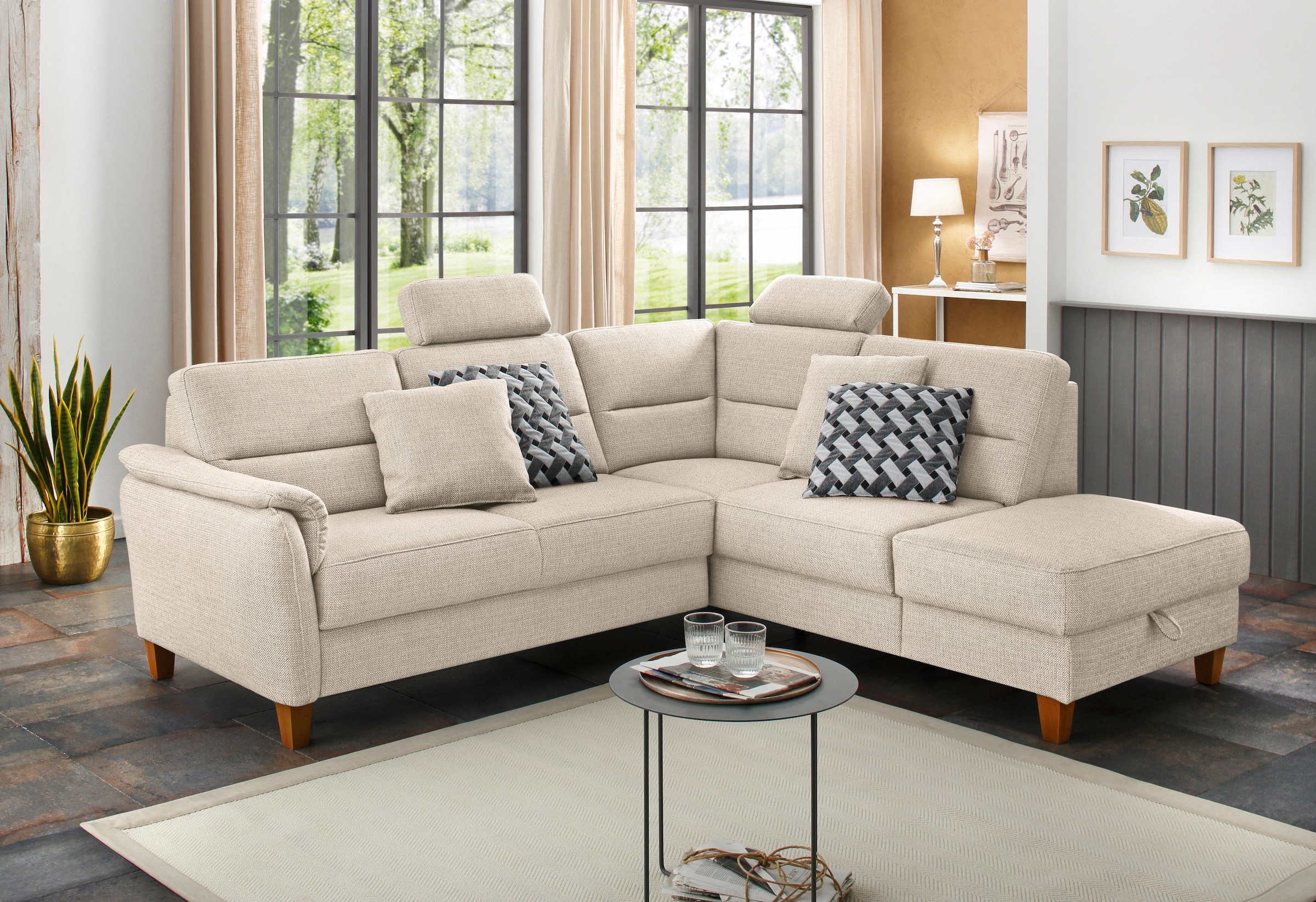Home affaire Ecksofa »Palmera L-Form, B: 236 cm« optional Bettfunktion & Bettkasten, Federkern
