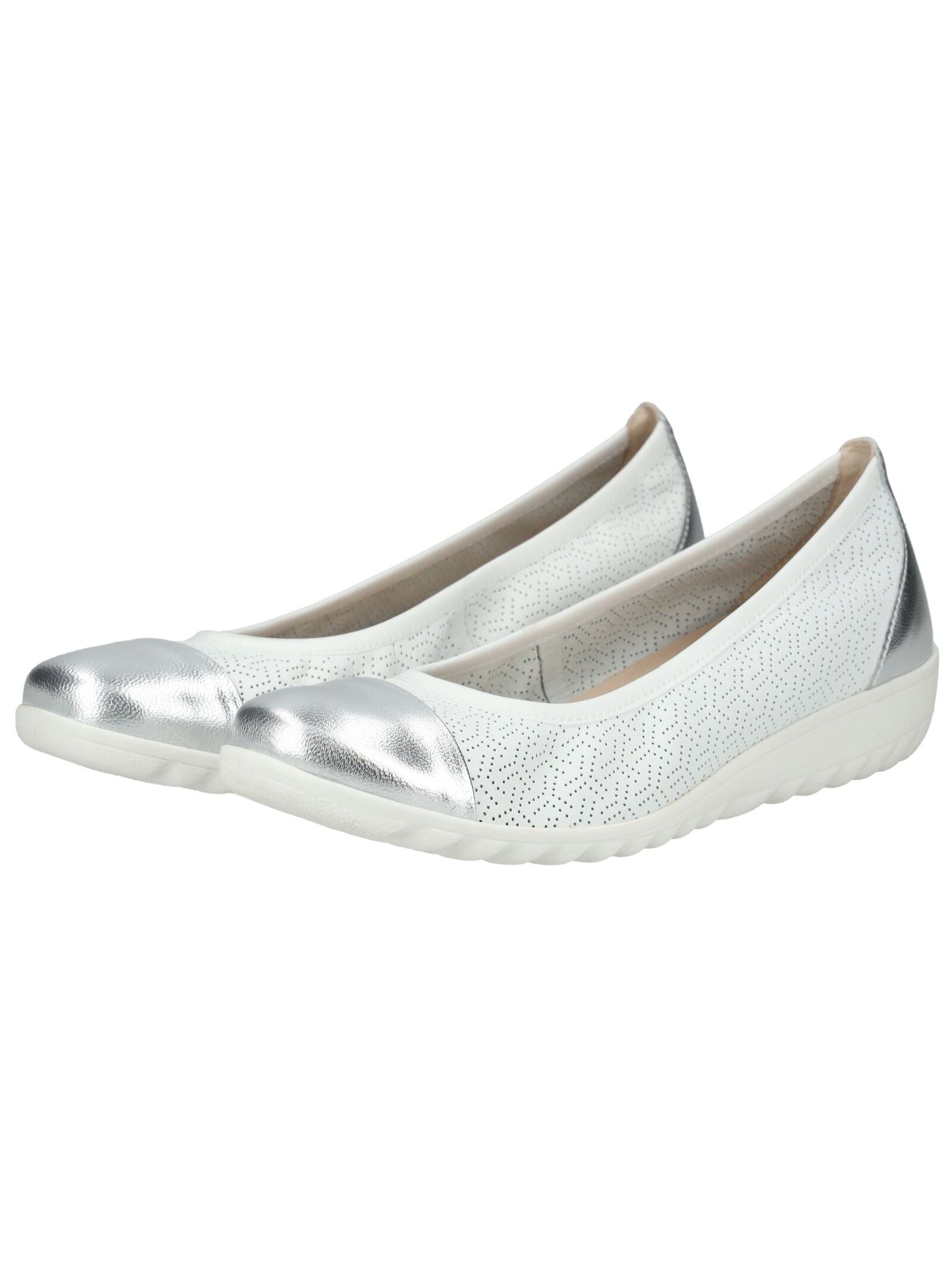 Ballerina CAPRICE "Caprice Ballerinas Leder", Damen, Gr. 40, silber (weiß, silber), Leder, Schuhe Ballerina 3